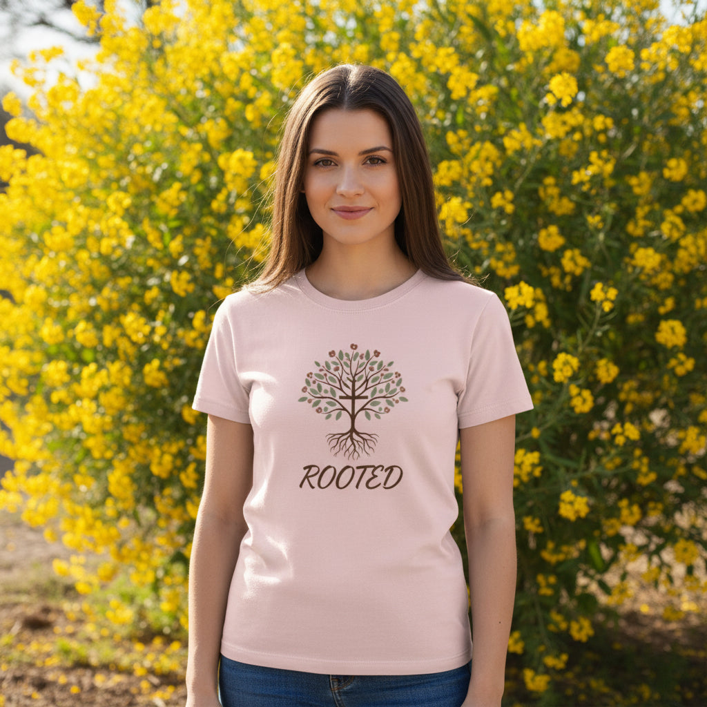 Rooted Faith T-Shirt Dusty Rose Salvation Clothing and Accessories Apparel