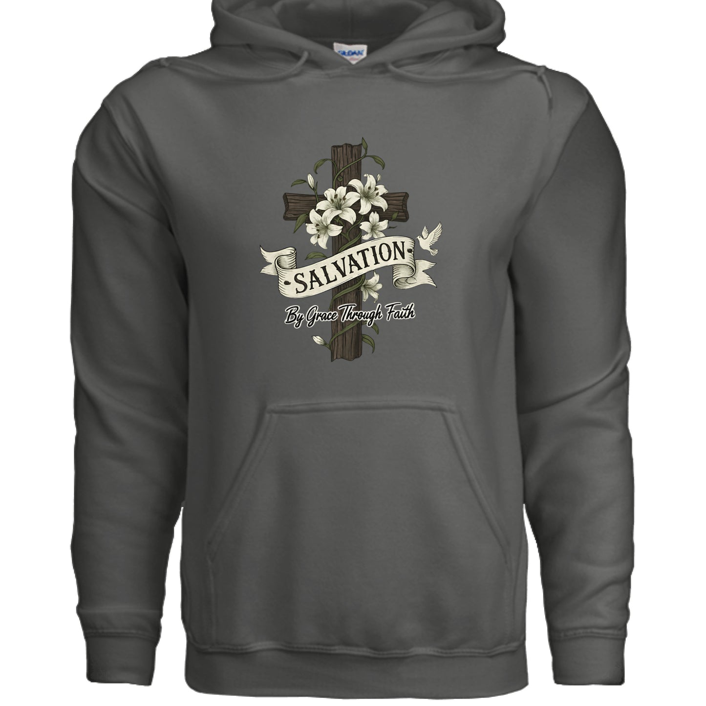 Salvation By Grace Faith Hoodie CHARCOAL Salvation Clothing and Accessories Apparel