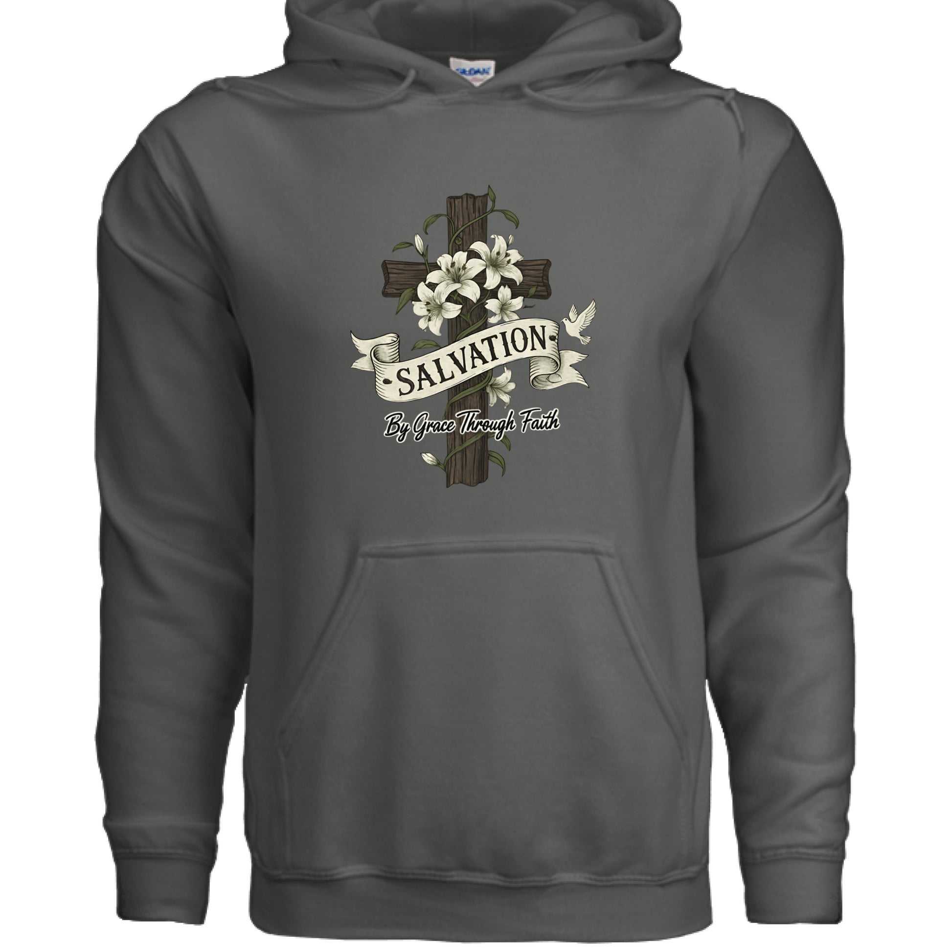 Salvation By Grace Faith Hoodie CHARCOAL Salvation Clothing and Accessories Apparel