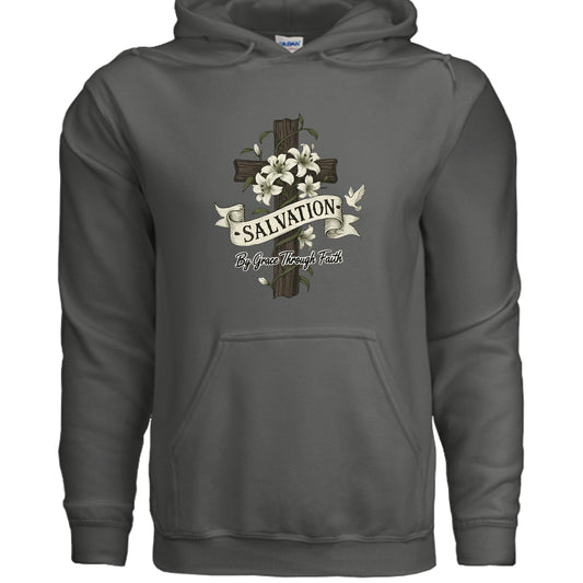 Salvation By Grace Faith Hoodie CHARCOAL Salvation Clothing and Accessories Apparel
