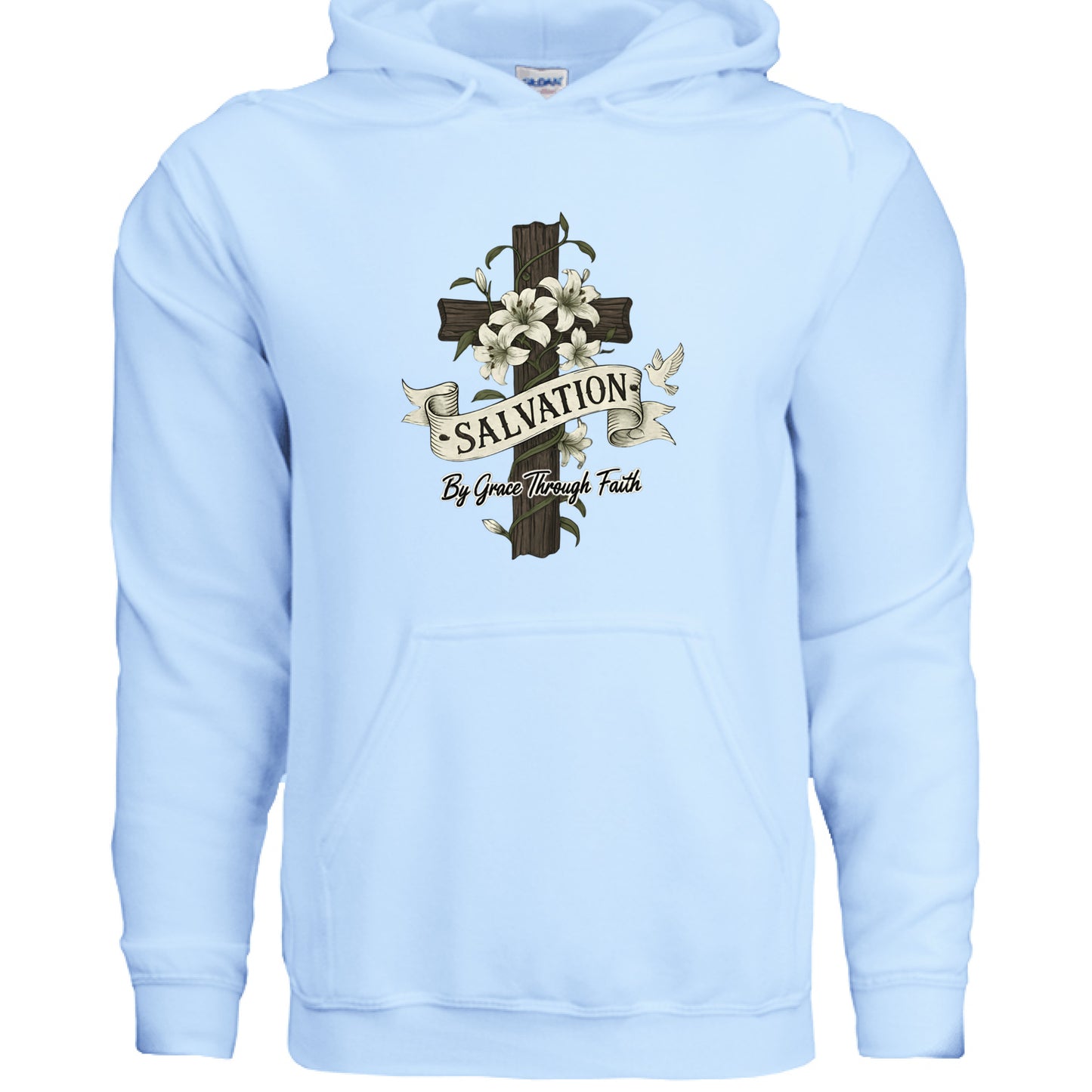 Salvation By Grace Faith Hoodie LIGHT BLUE Salvation Clothing and Accessories Apparel