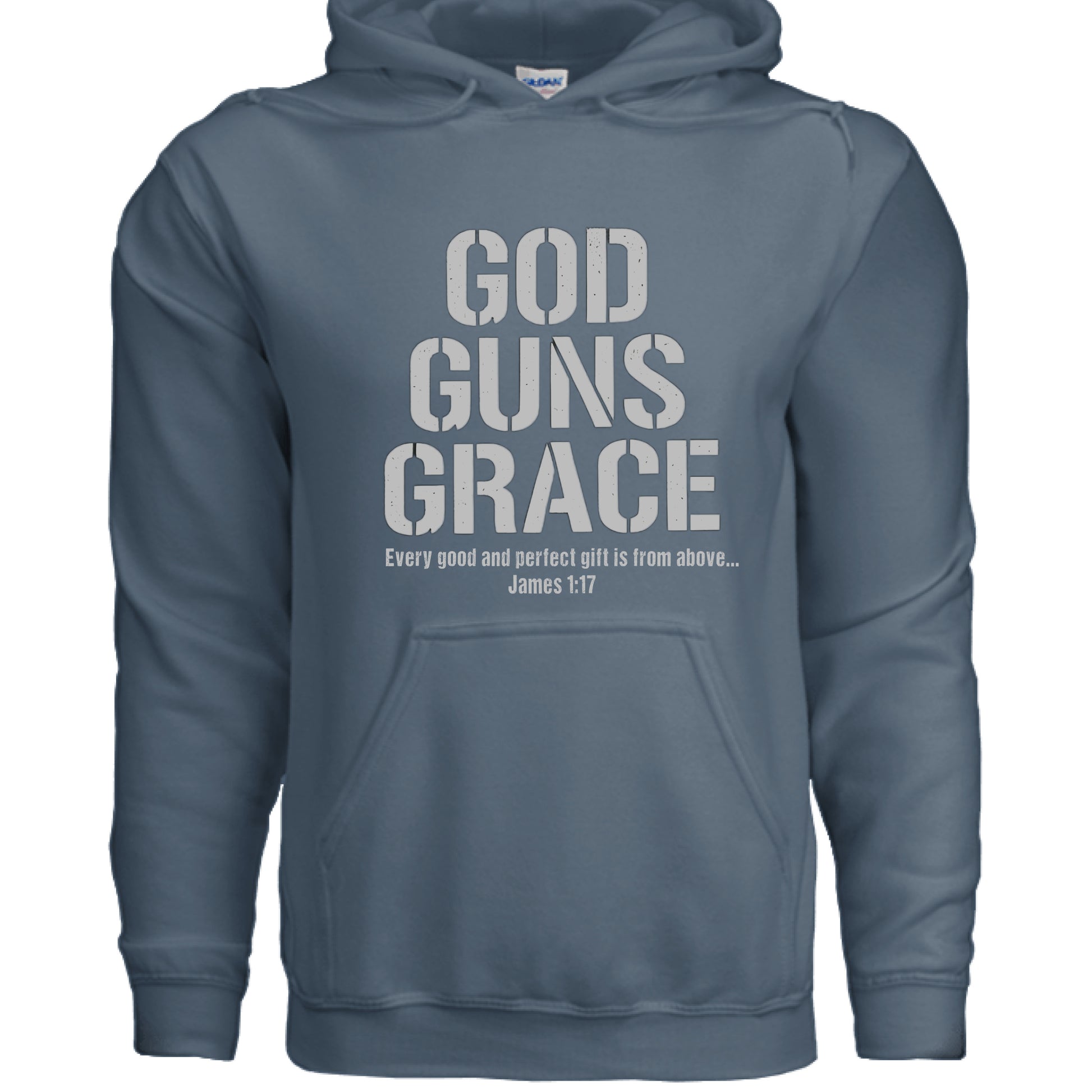 God Guns Grace Faith Hoodie INDIGO BLUE Salvation FaithWear Apparel