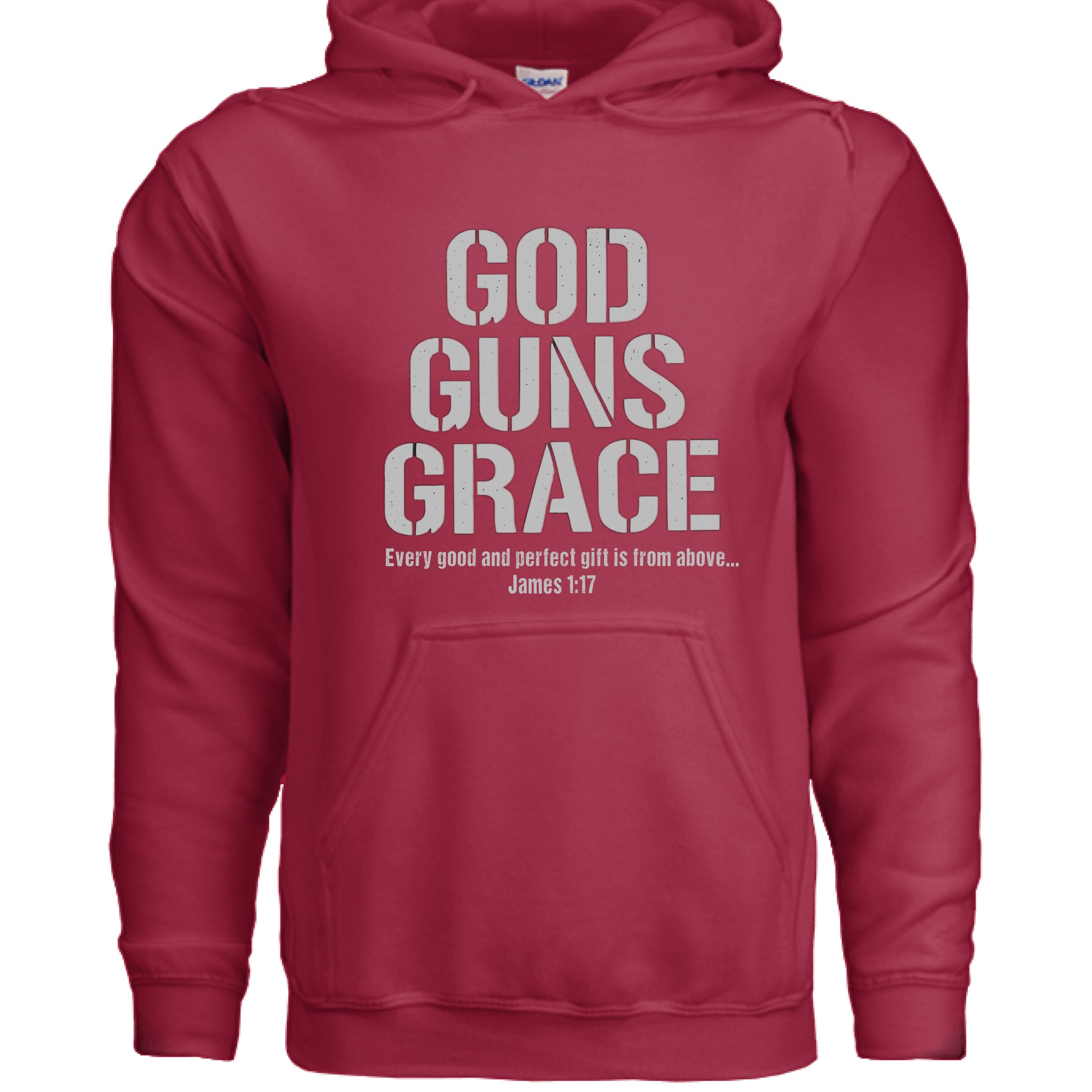 God Guns Grace Faith Hoodie CHERRY RED Salvation FaithWear Apparel
