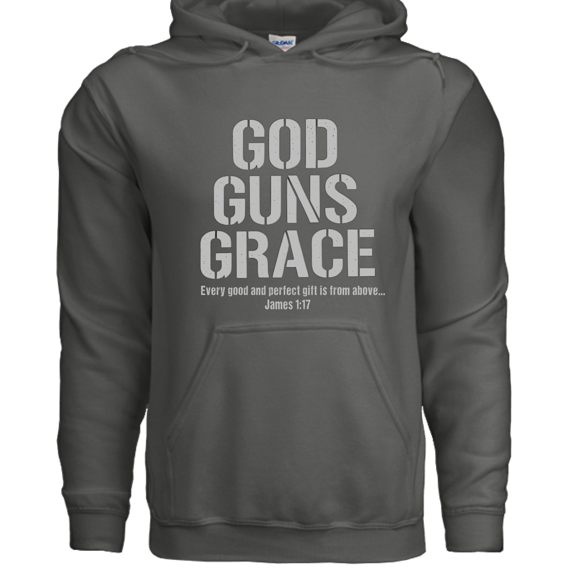 God Guns Grace Faith Hoodie CHARCOAL Salvation FaithWear Apparel