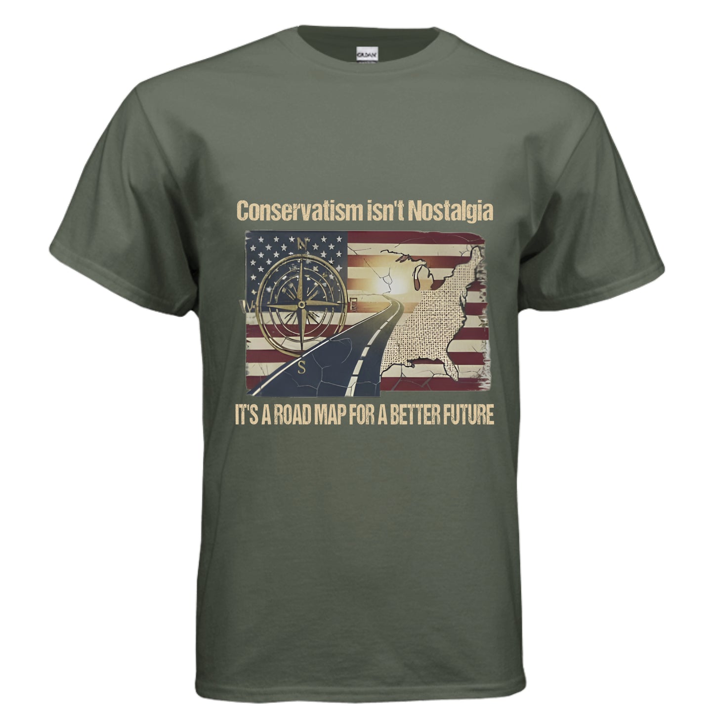 Roadmap for a better future Patriot T-Shirt (Charlie Kirk Inspired) MILITARY GREEN Salvation Clothing and Accessories Apparel