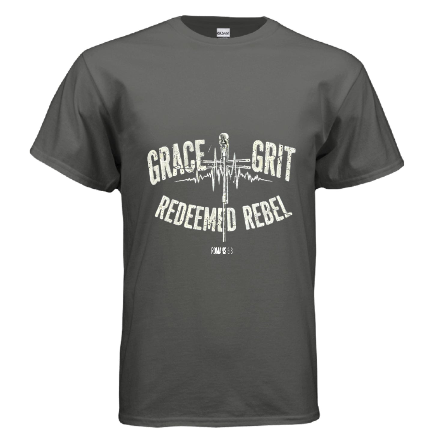 Grace and Grit Faith T-Shirt (Rock-n-Roll Inspired) CHARCOAL Salvation Clothing and Accessories Apparel