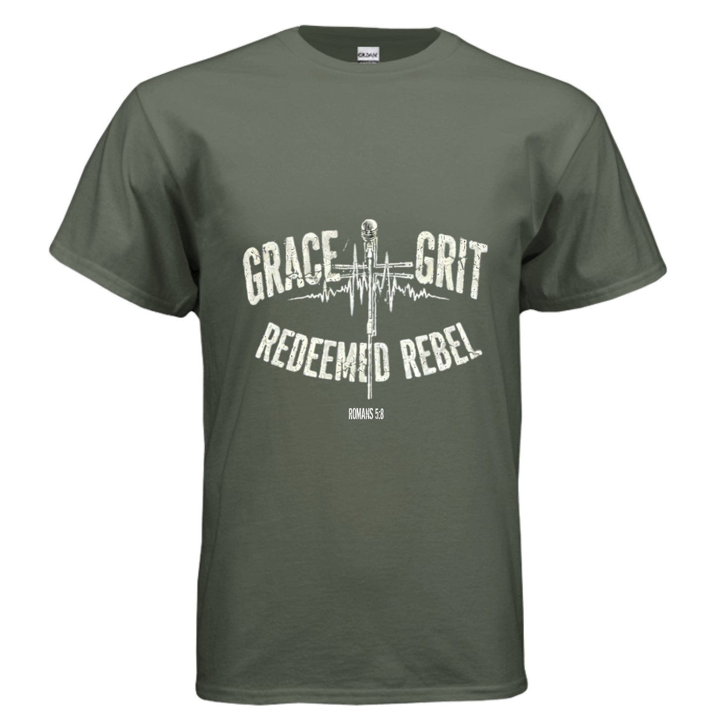 Grace and Grit Faith T-Shirt (Rock-n-Roll Inspired) MILITARY GREEN Salvation Clothing and Accessories Apparel
