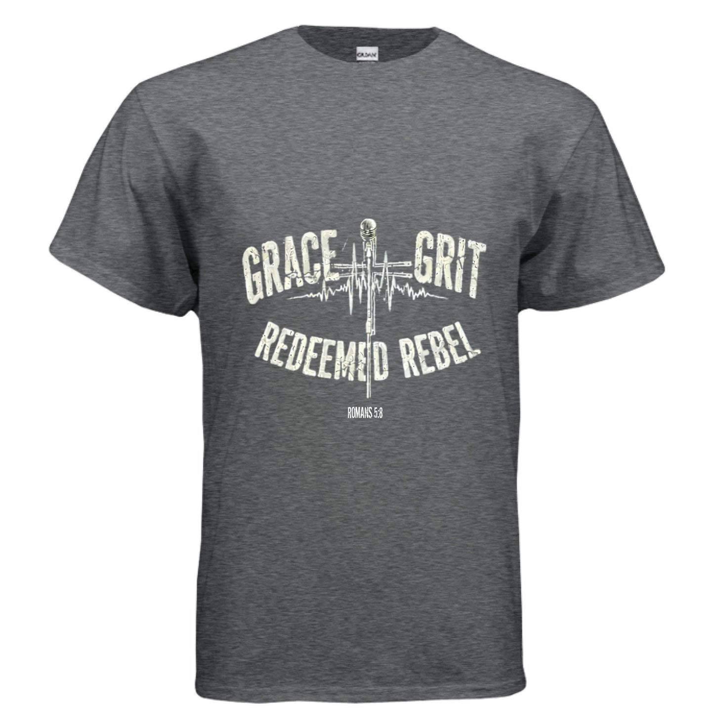 Grace and Grit Faith T-Shirt (Rock-n-Roll Inspired) DARK HEATHER Salvation Clothing and Accessories Apparel