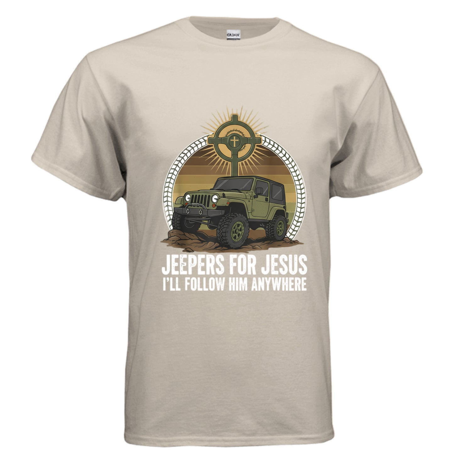 Jeepers for Jesus Faith T-Shirt SAND Salvation Clothing and Accessories Apparel