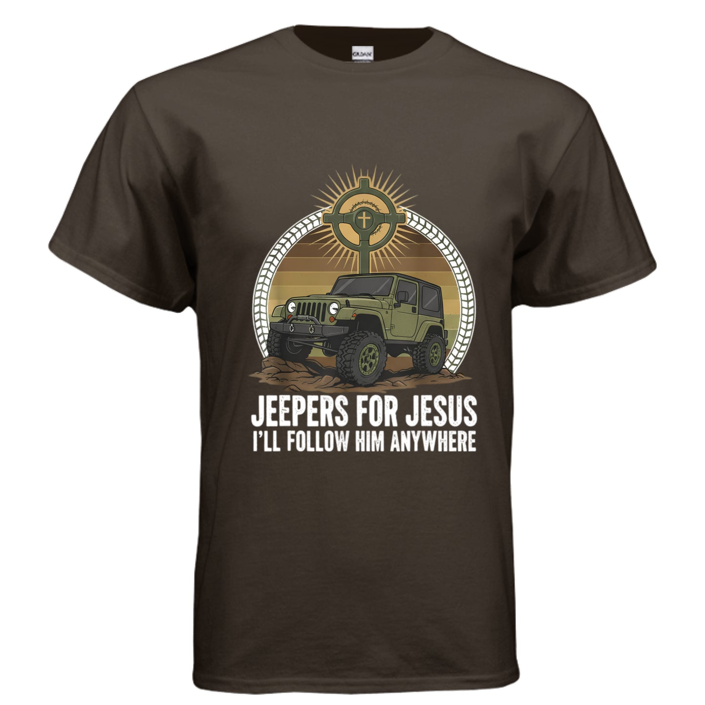 Jeepers for Jesus Faith T-Shirt DARK CHOCOLATE Salvation Clothing and Accessories Apparel