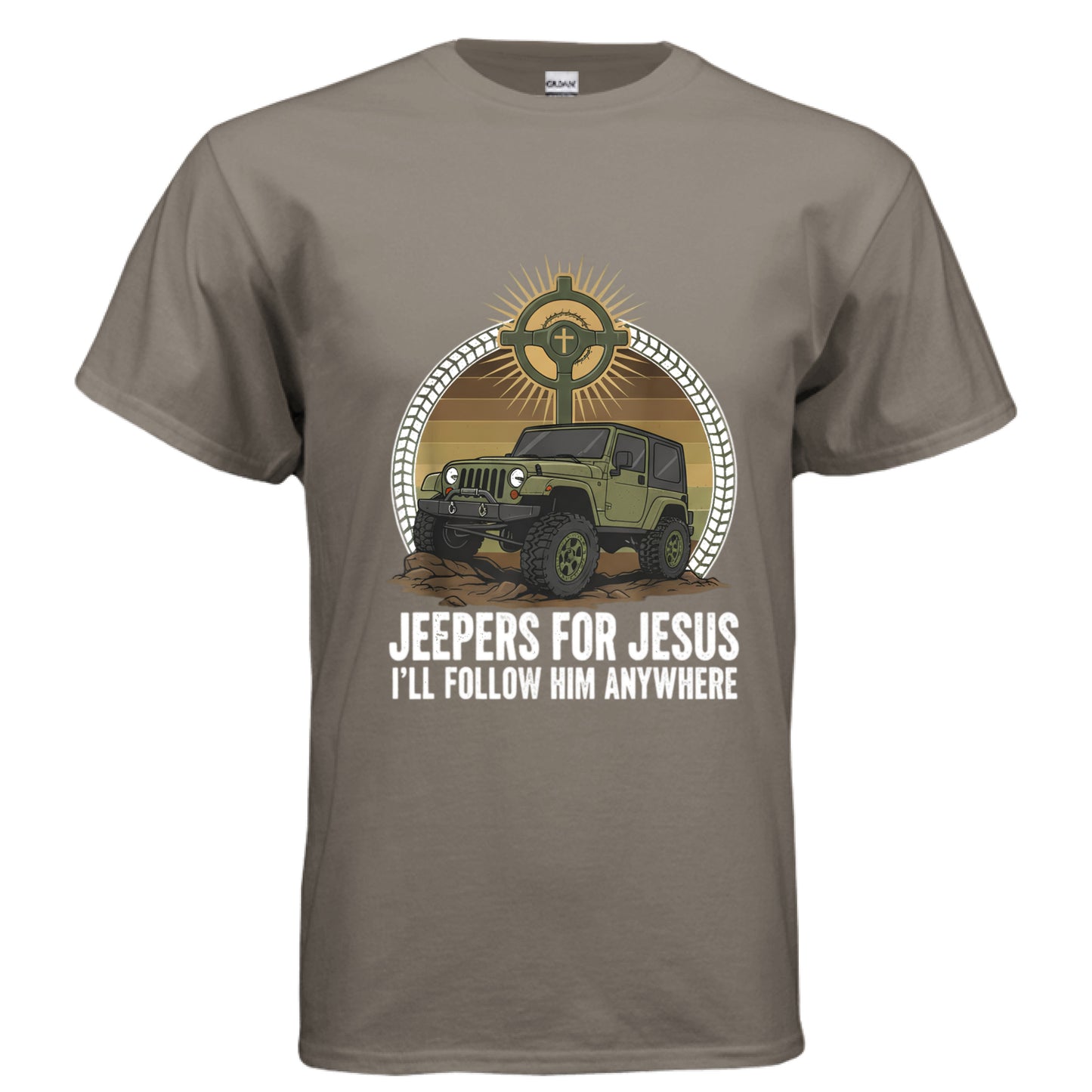 Jeepers for Jesus Faith T-Shirt BROWN SAVANA Salvation Clothing and Accessories Apparel