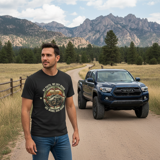 By Faith We Off-Road Faith T-Shirt Salvation Clothing and Accessories Apparel