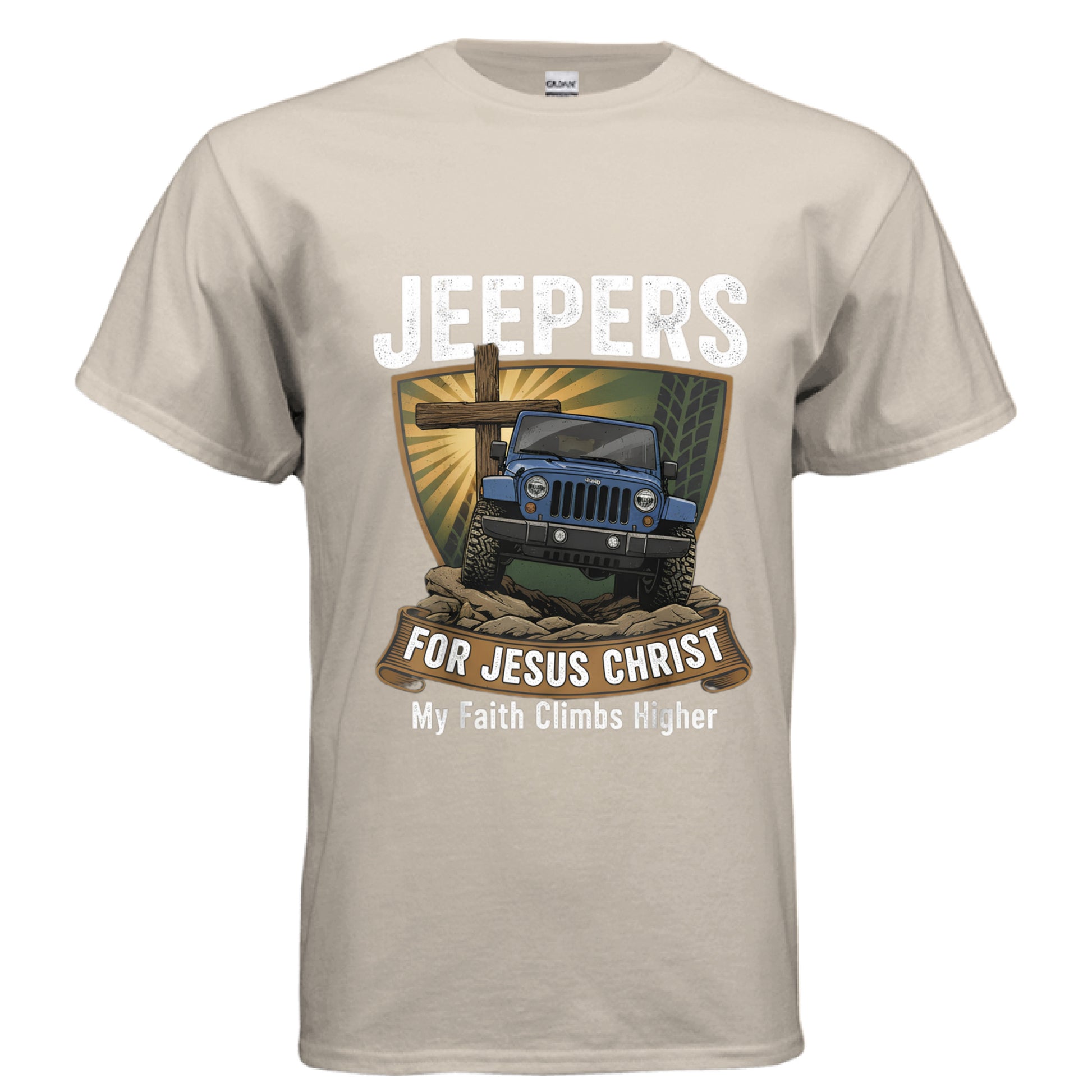 Jeepers for Christ Faith T-Shirt SAND Salvation FaithWear Apparel