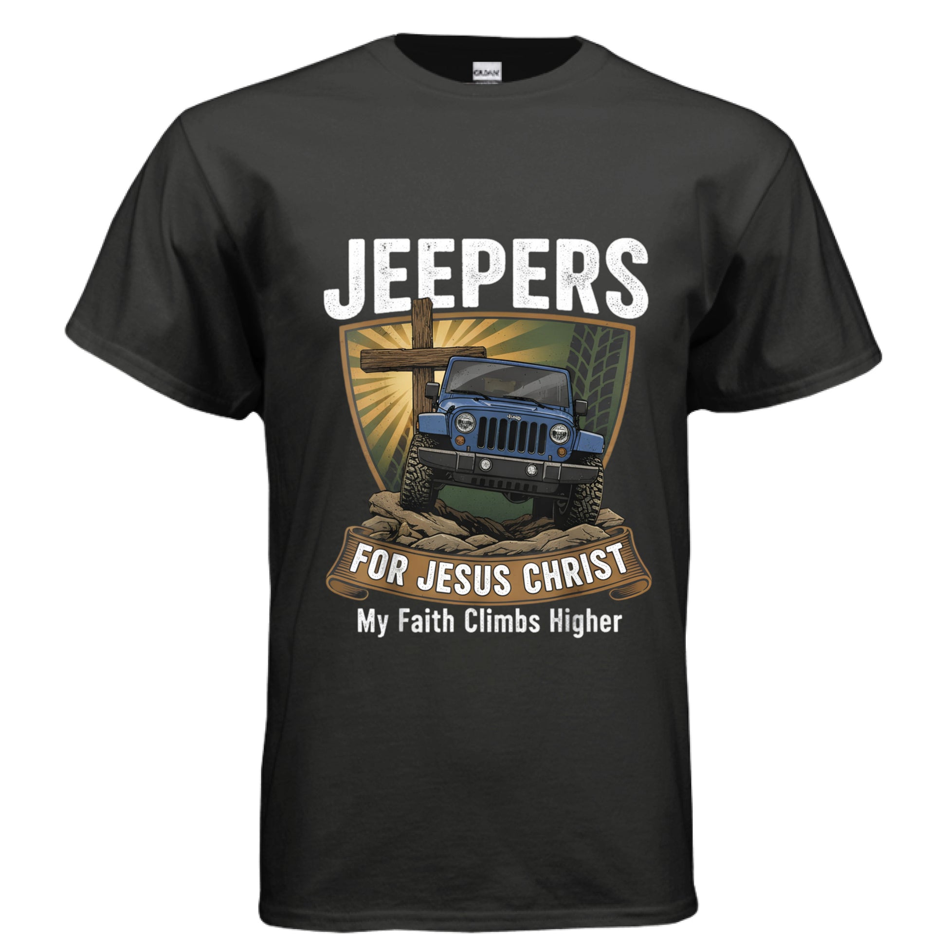 Jeepers for Christ Faith T-Shirt BLACK Salvation Clothing and Accessories Apparel