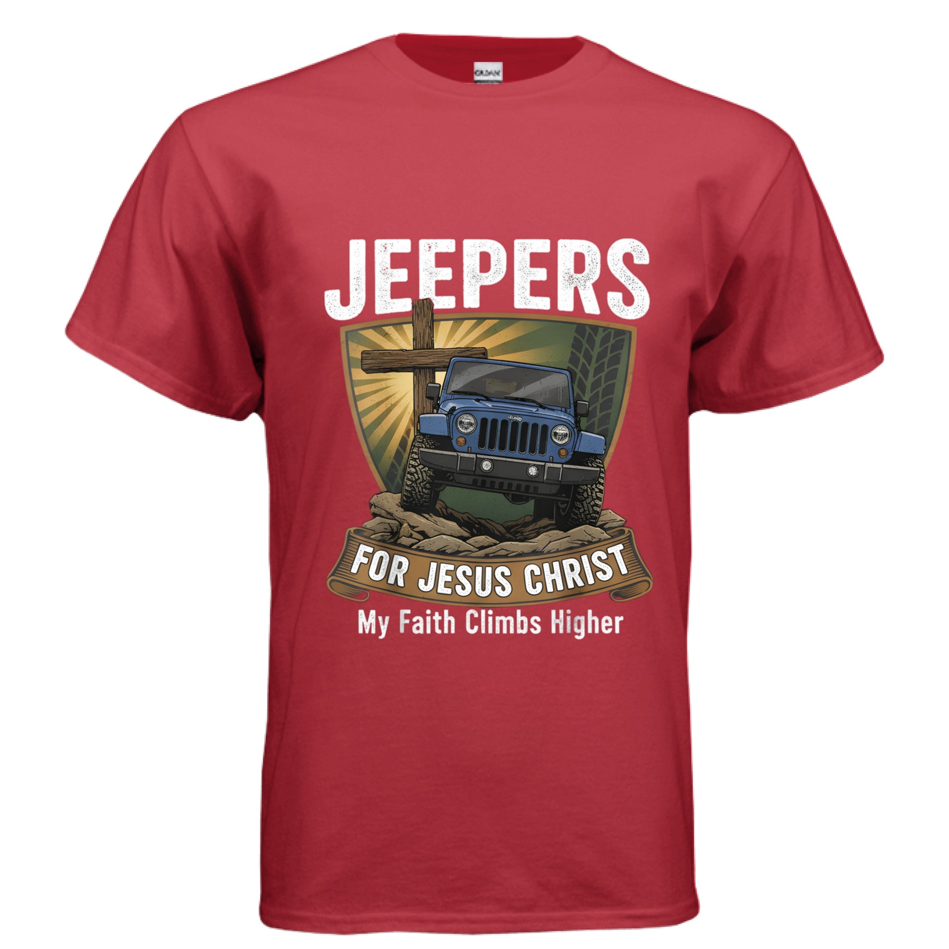 Jeepers for Christ Faith T-Shirt RED Salvation FaithWear Apparel