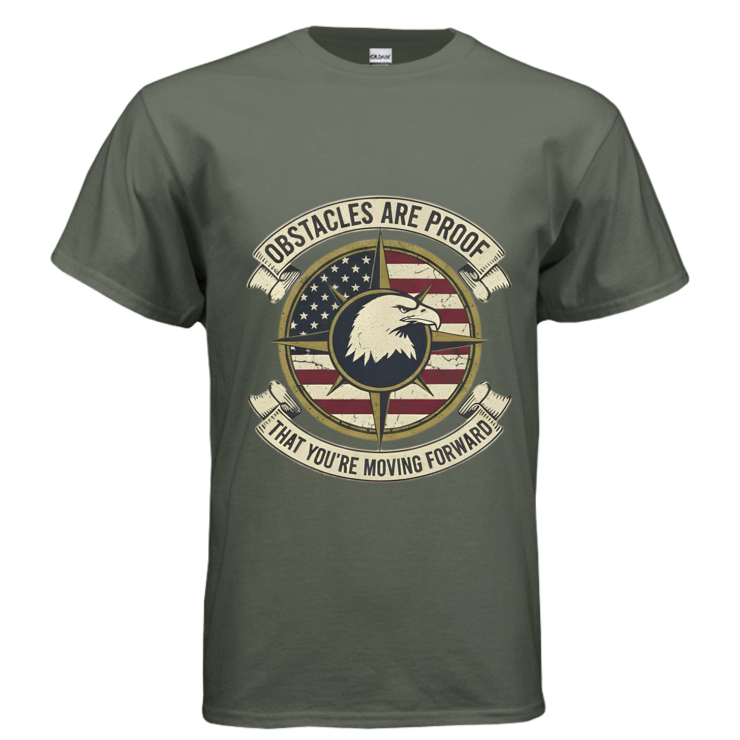 Obstacles are Proof Patriot T-Shirt MILITARY GREEN Salvation Clothing and Accessories Apparel