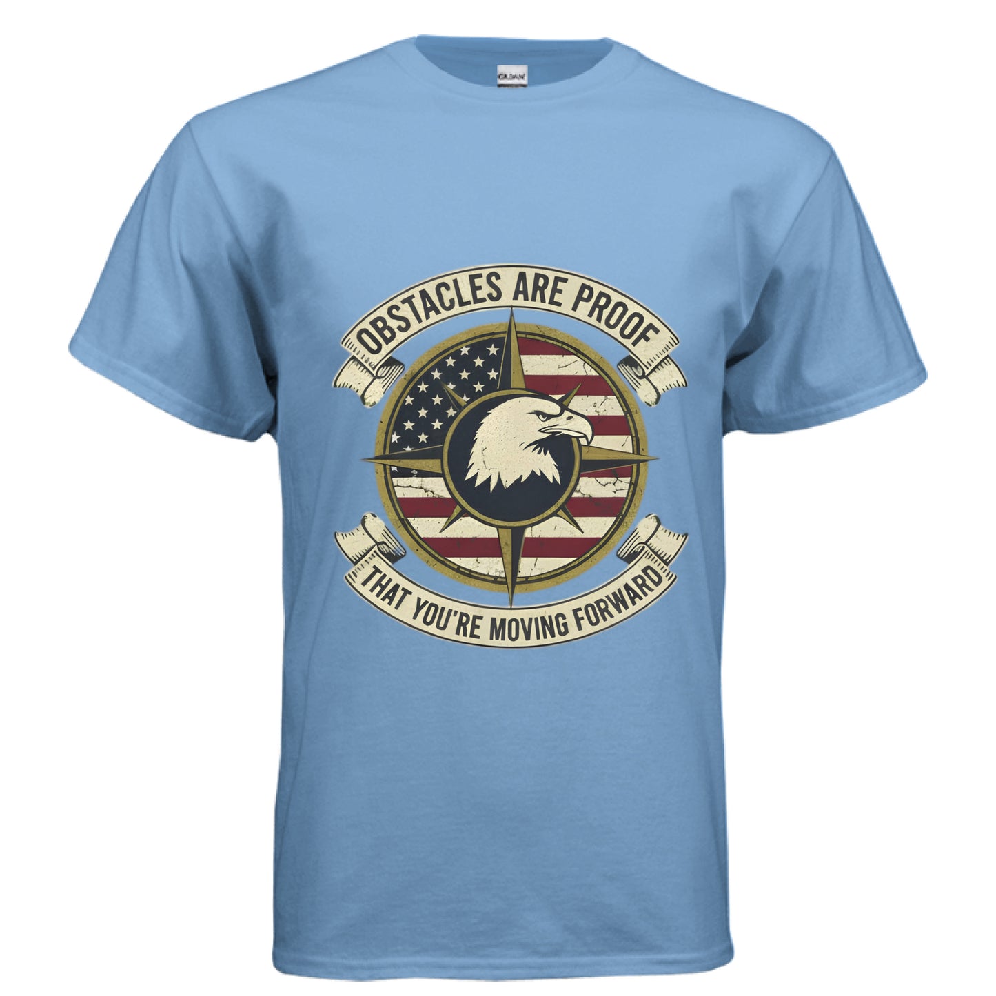 Obstacles are Proof Patriot T-Shirt CAROLINA BLUE Salvation Clothing and Accessories Apparel