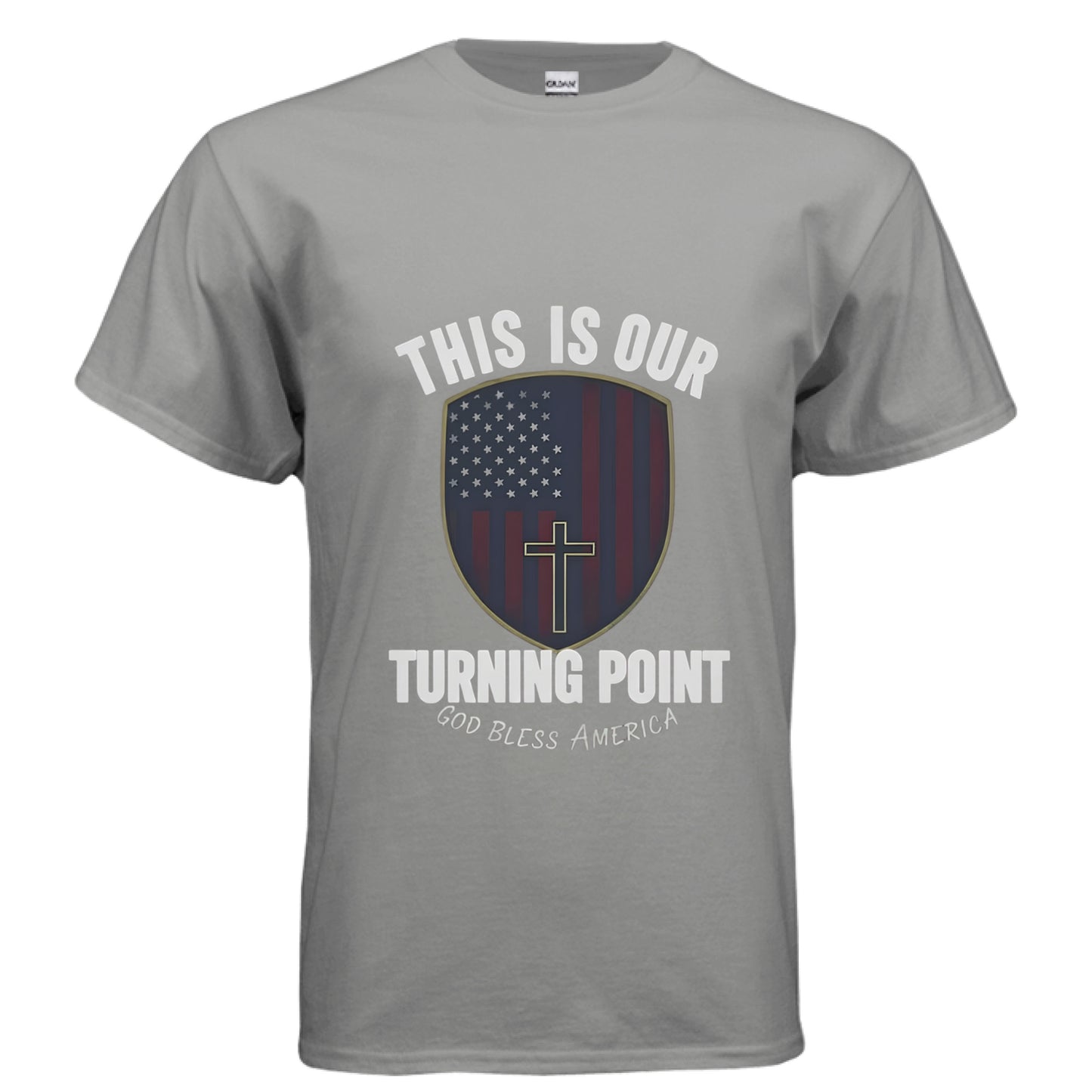 This is our Turning Point Patriot T-Shirt GRAVEL Salvation Clothing and Accessories Apparel