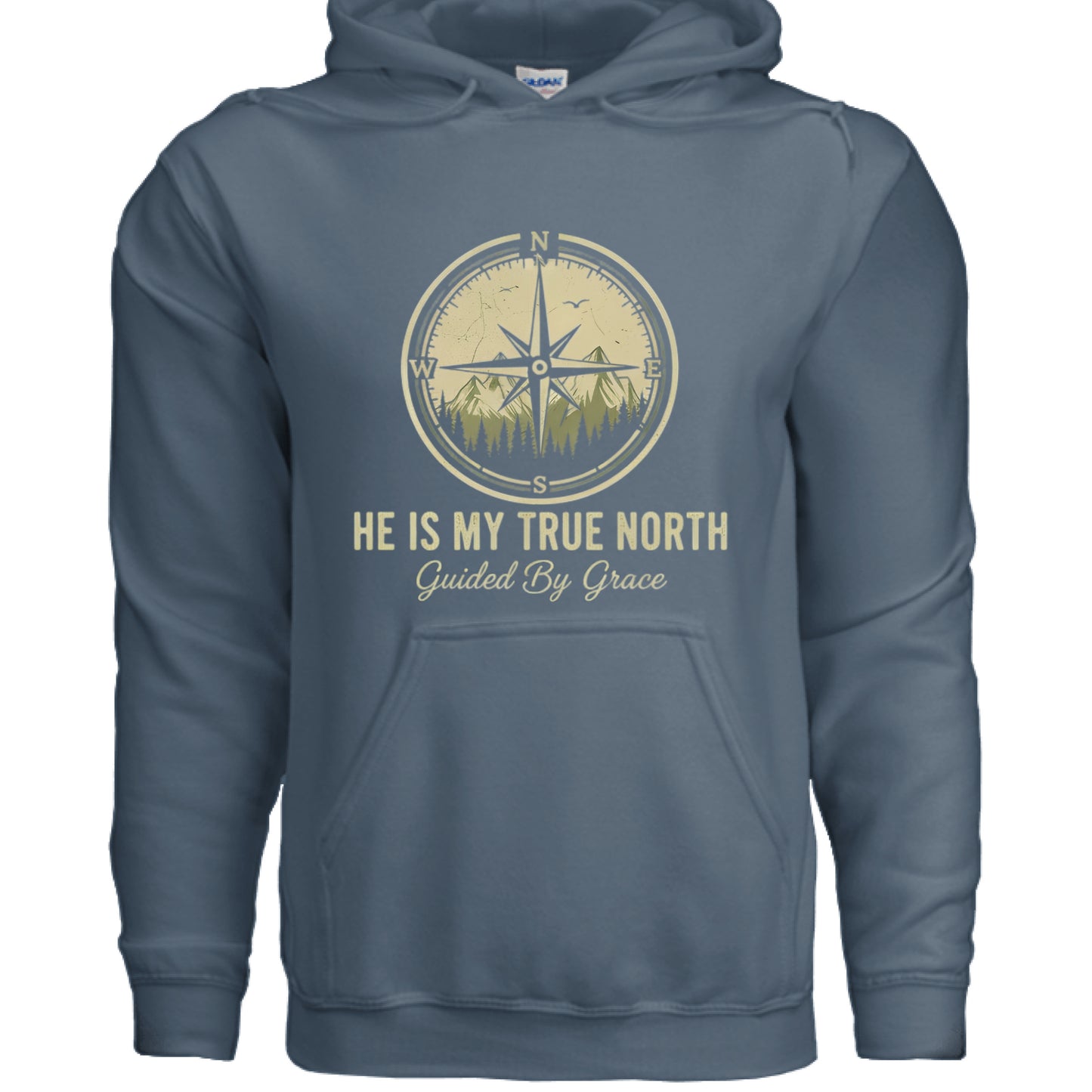 He is my True North Faith Hoodie INDIGO BLUE Salvation FaithWear Apparel