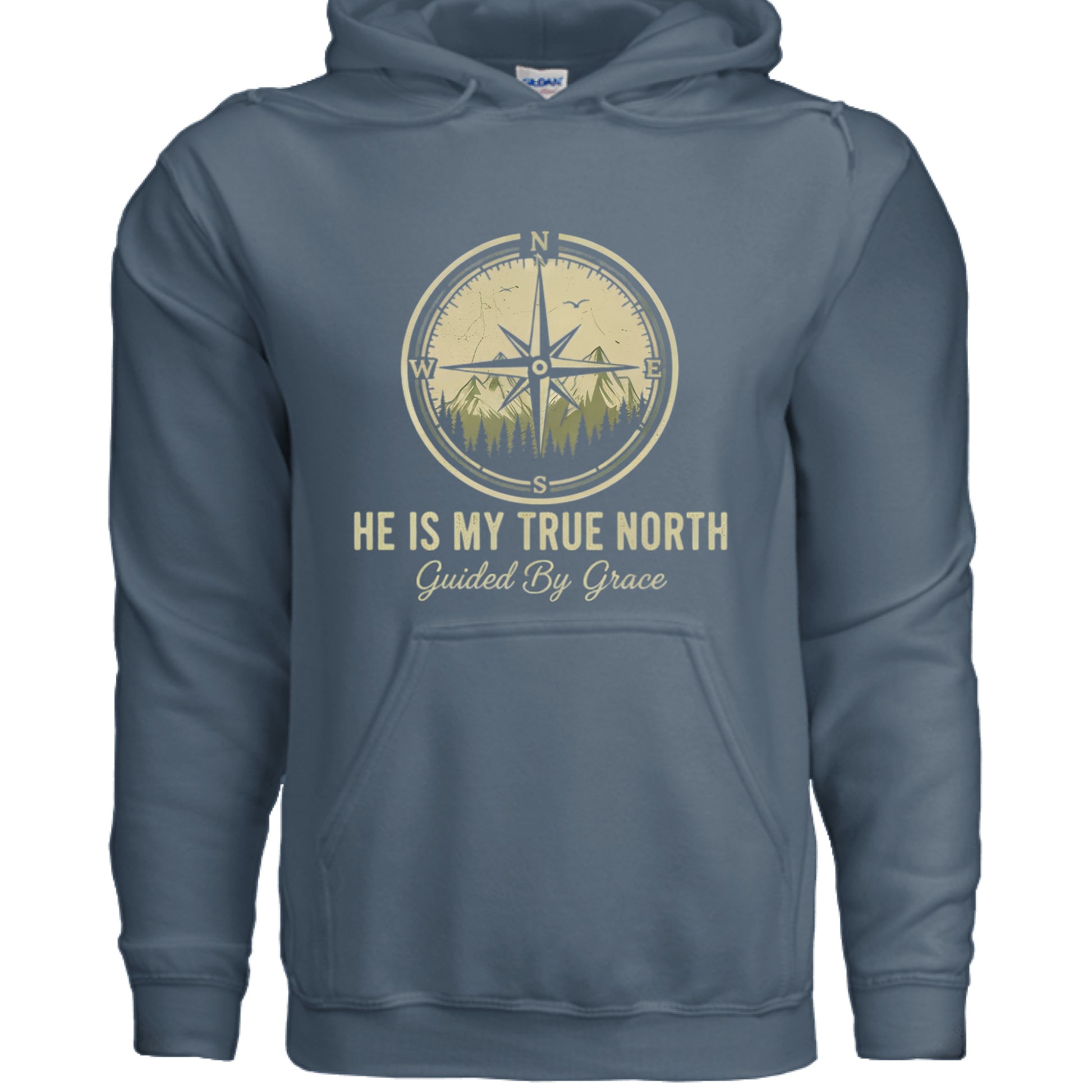 He is my True North Faith Hoodie INDIGO BLUE Salvation FaithWear Apparel