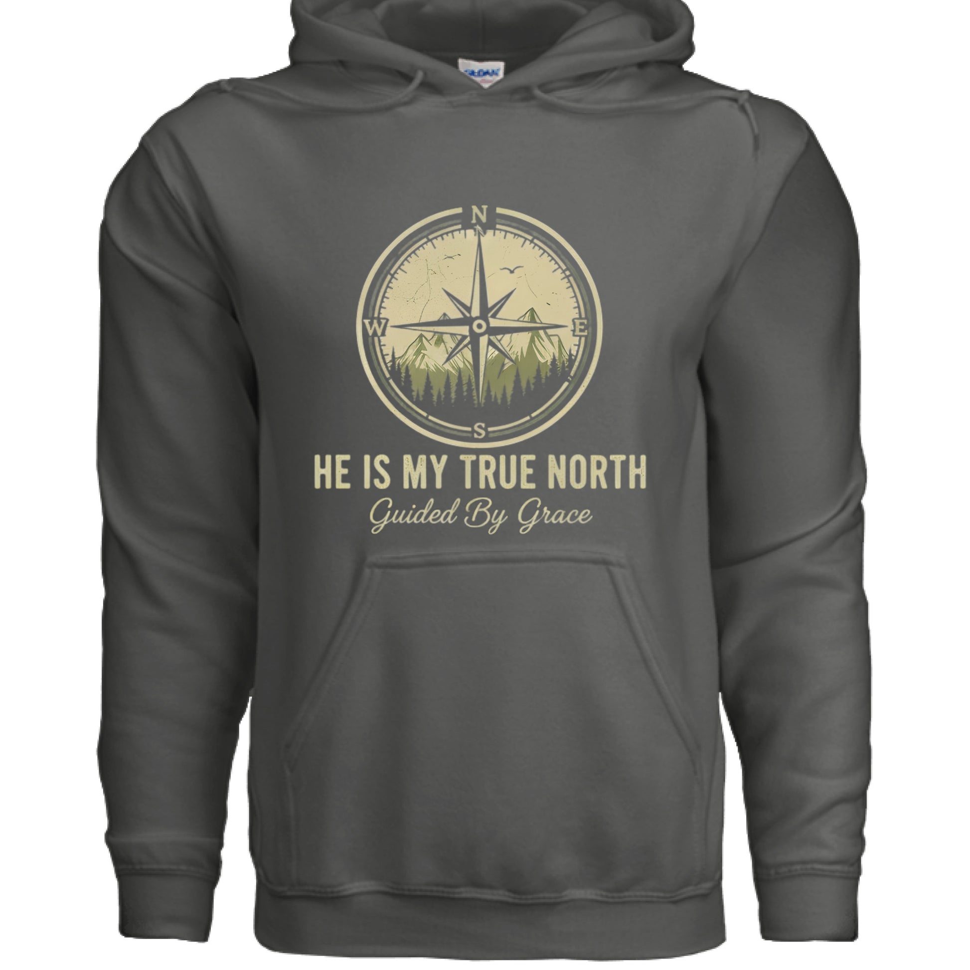 He is my True North Faith Hoodie CHARCOAL Salvation FaithWear Apparel