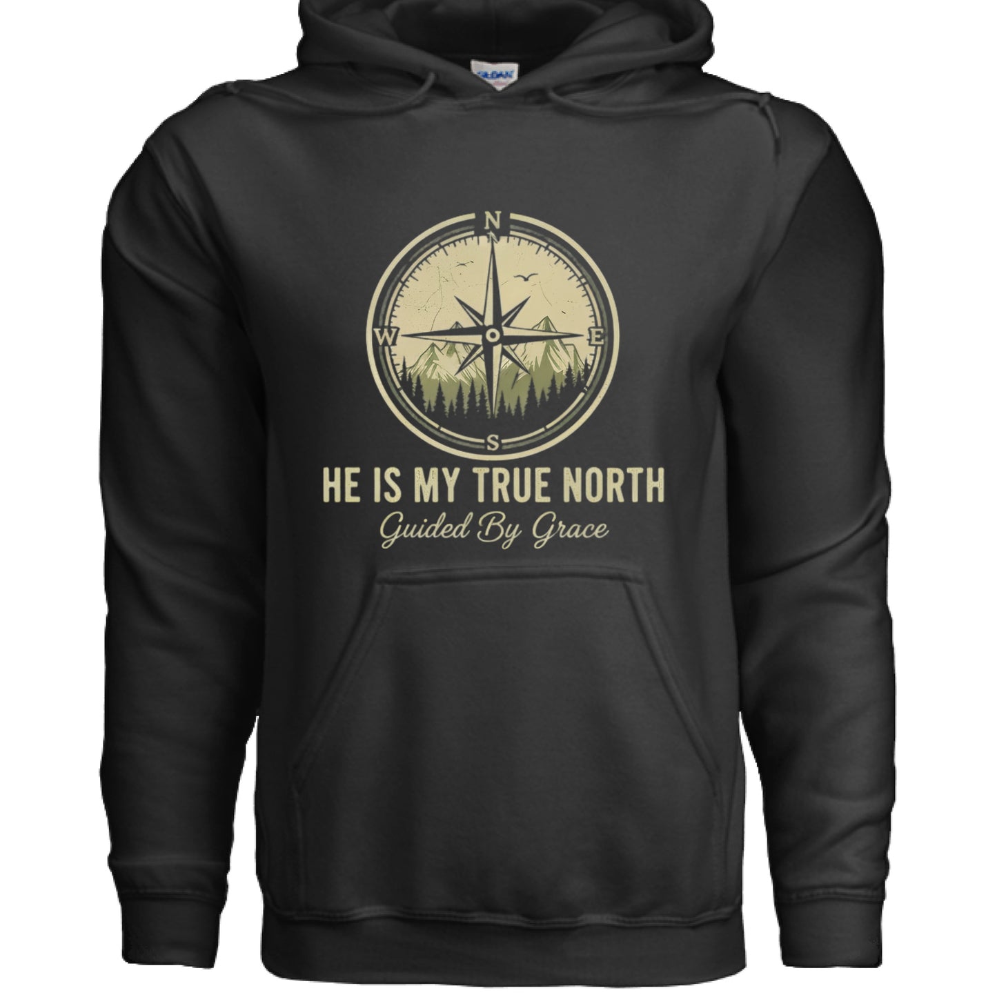 He is my True North Faith Hoodie BLACK Salvation FaithWear Apparel