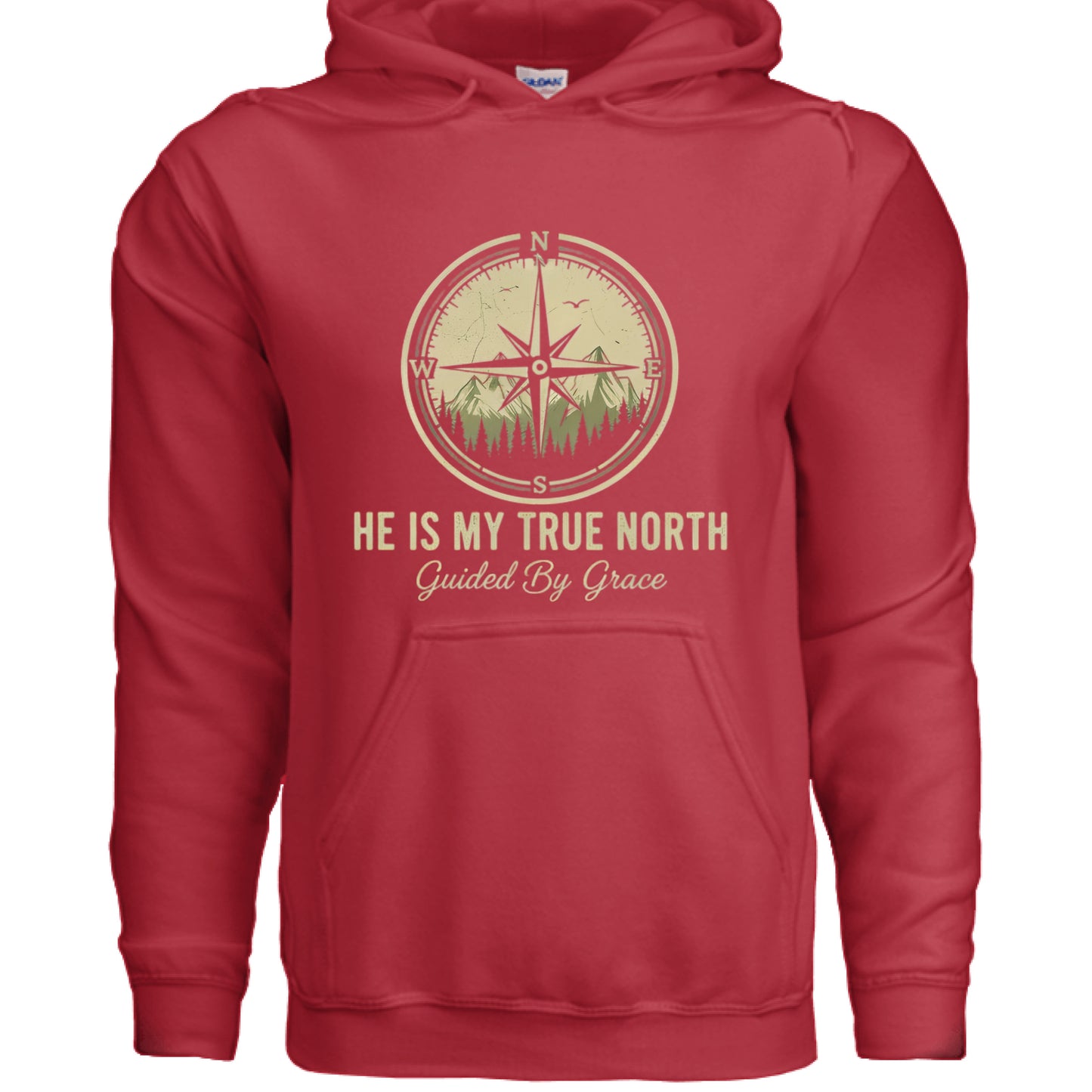 He is my True North Faith Hoodie RED Salvation FaithWear Apparel