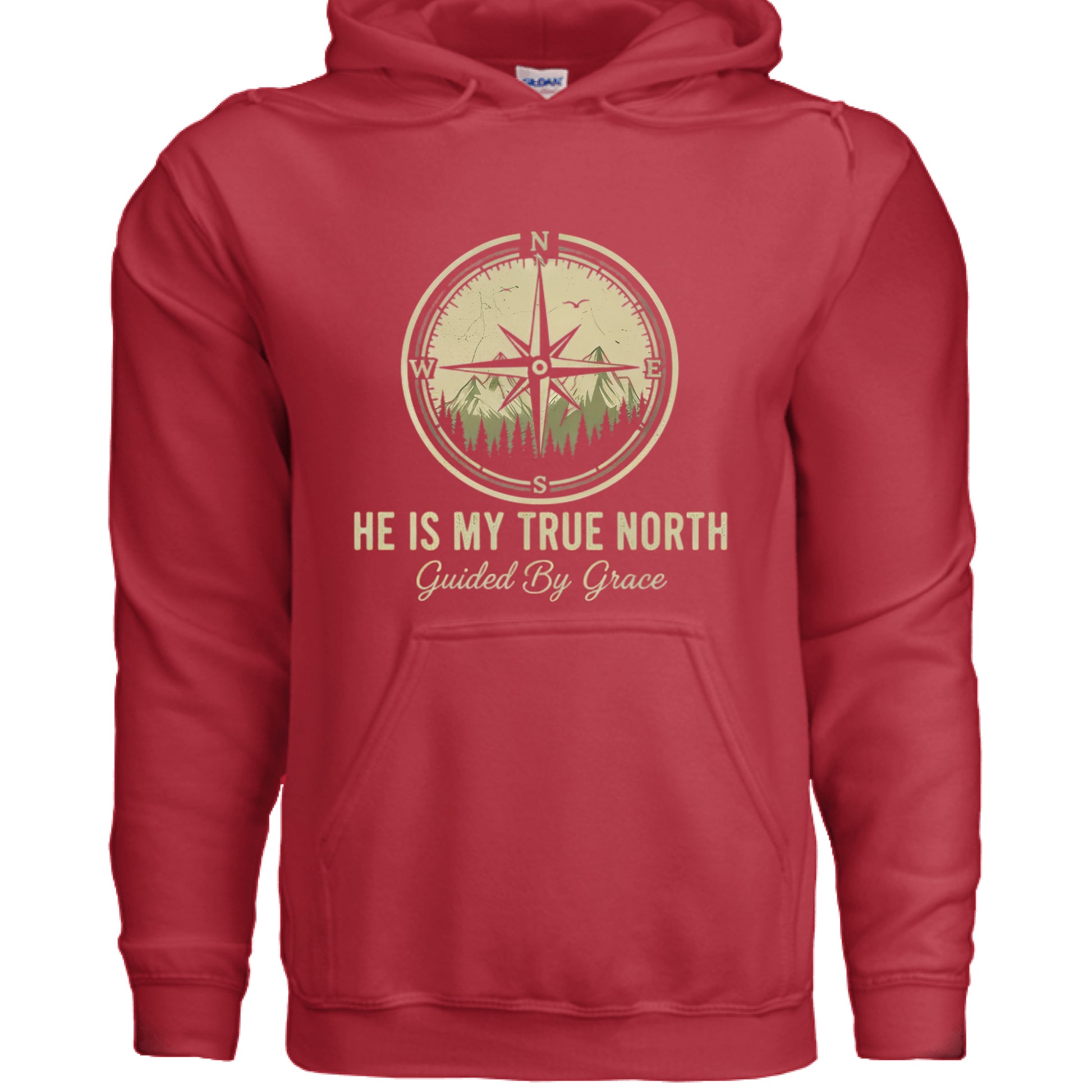 He is my True North Faith Hoodie RED Salvation FaithWear Apparel