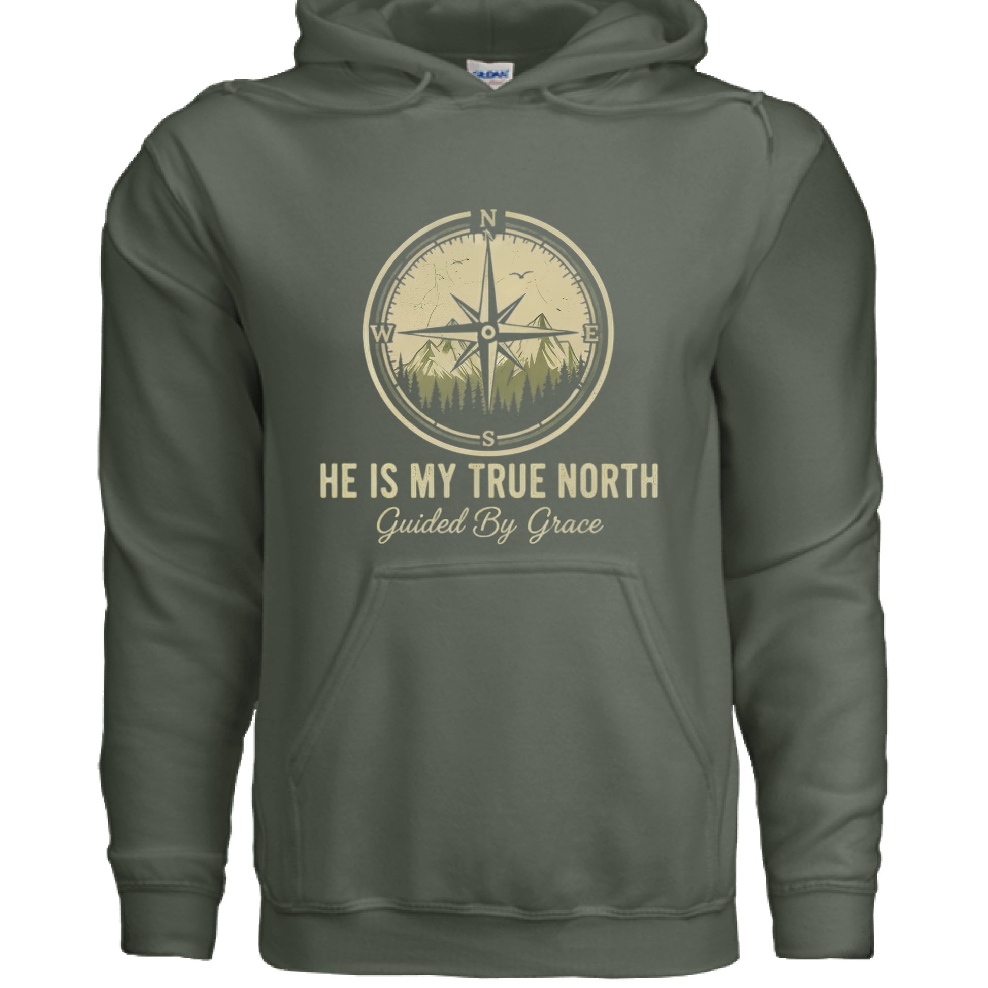 He is my True North Faith Hoodie MILITARY GREEN Salvation FaithWear Apparel