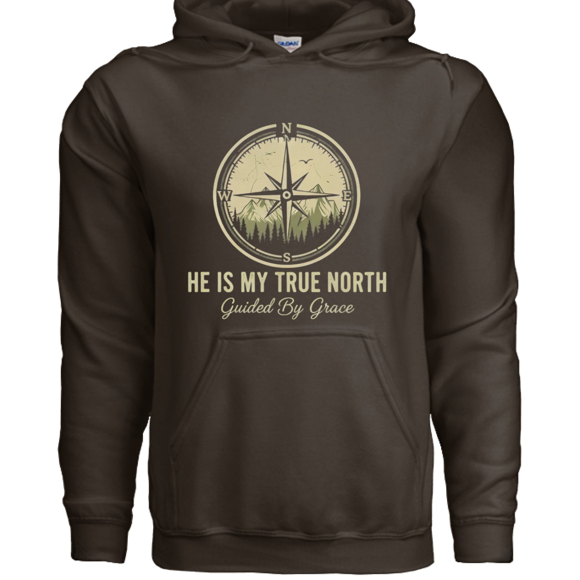 He is my True North Faith Hoodie DARK CHOCOLATE Salvation FaithWear Apparel