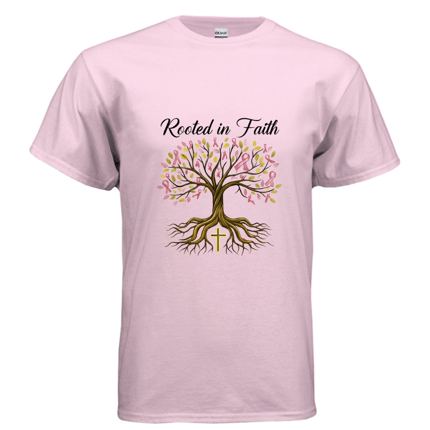 Rooted in Faith (Breast Cancer Awareness) Faith T-Shirt LIGHT PINK Salvation Clothing and Accessories Apparel