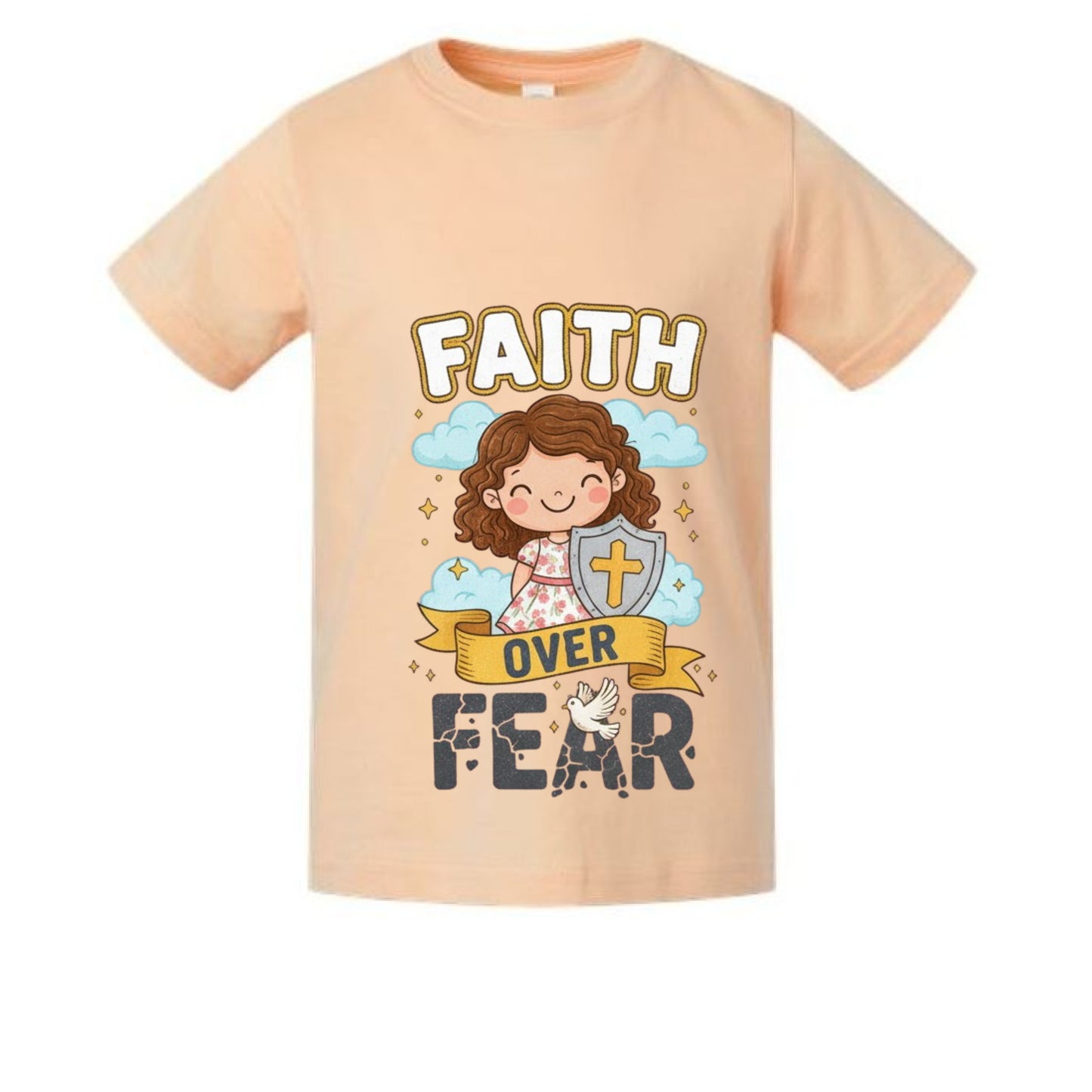 Faith over Fear Faith Girls Toddler T-Shirt Peachy Salvation Clothing and Accessories Apparel
