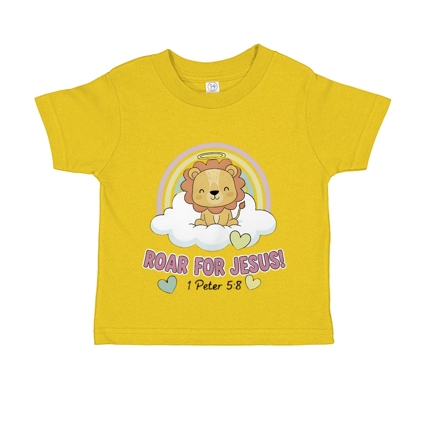 Roar for Jesus 1 Peter 5:8 Toddler Faith T-Shirt YELLOW Salvation Clothing and Accessories Apparel