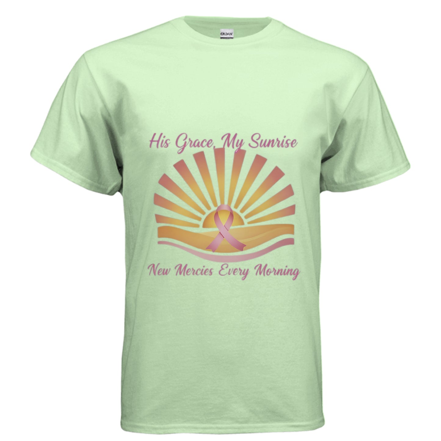 His Grace My Sunrise Faith T-Shirt (Breast Cancer Awareness) MINT GREEN Salvation Clothing and Accessories Apparel