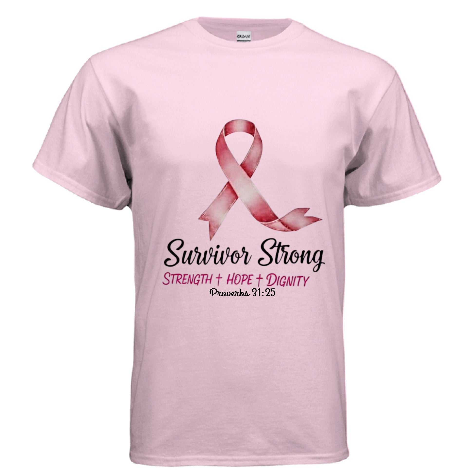 Survivor Strong Faith T-Shirt (Breast Cancer Awareness) Salvation Clothing and Accessories Apparel