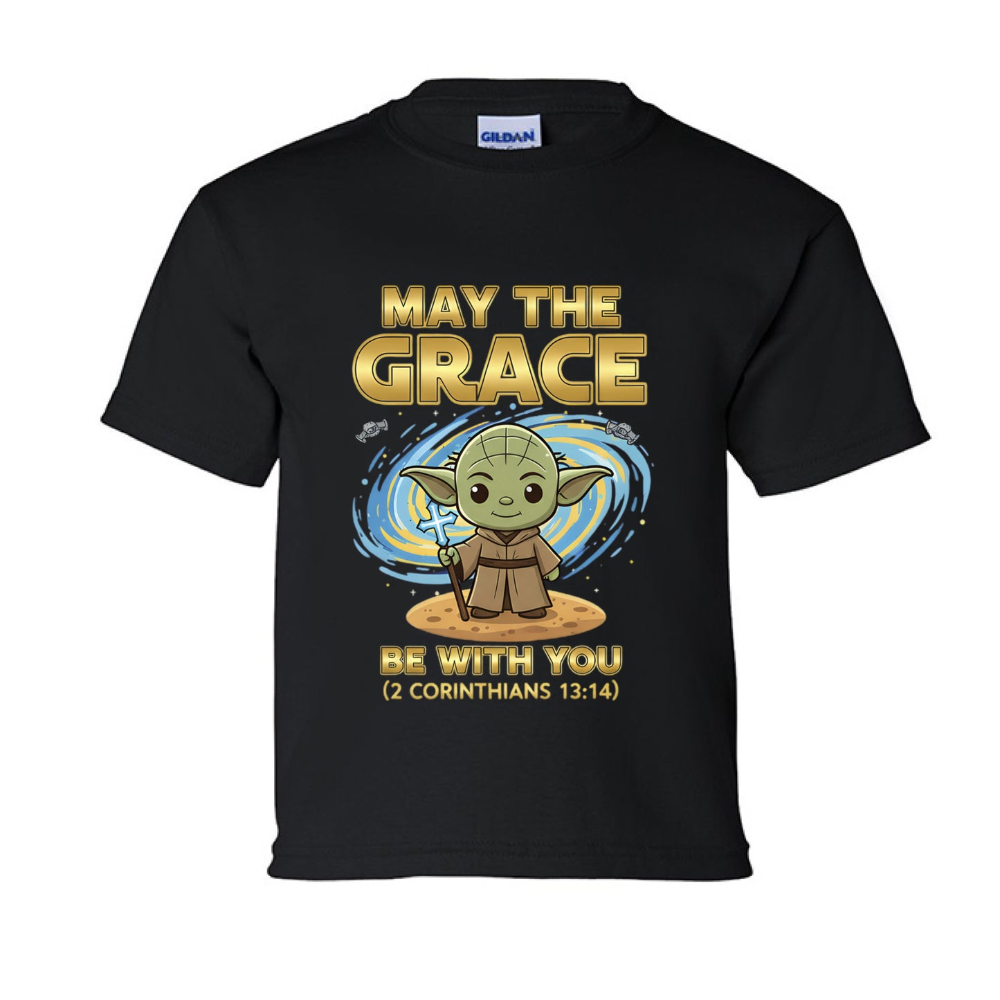 May the Grace be with you Faith Kids T-Shirt BLACK Salvation Clothing and Accessories Apparel
