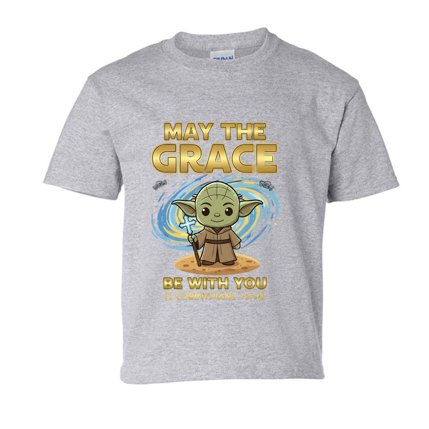May the Grace be with you Faith Kids T-Shirt SPORT GREY Salvation Clothing and Accessories Apparel