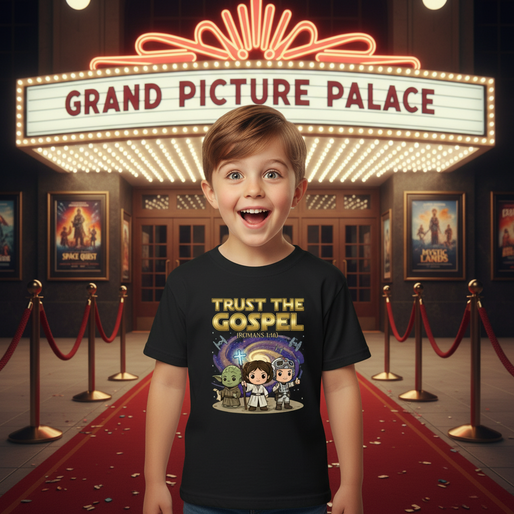 Trust the Gospel Romans 1:16 Faith kids T-Shirt Salvation Clothing and Accessories Apparel