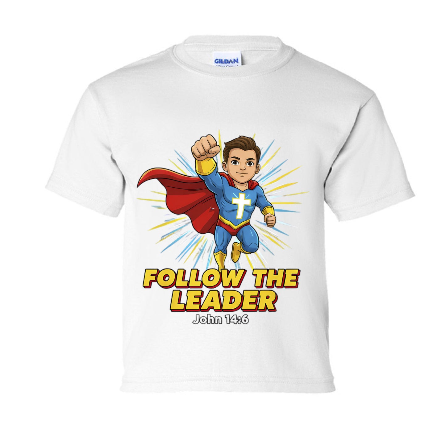 Follow the Leader John 14:6 Faith kids T-Shirt WHITE Salvation Clothing and Accessories Apparel
