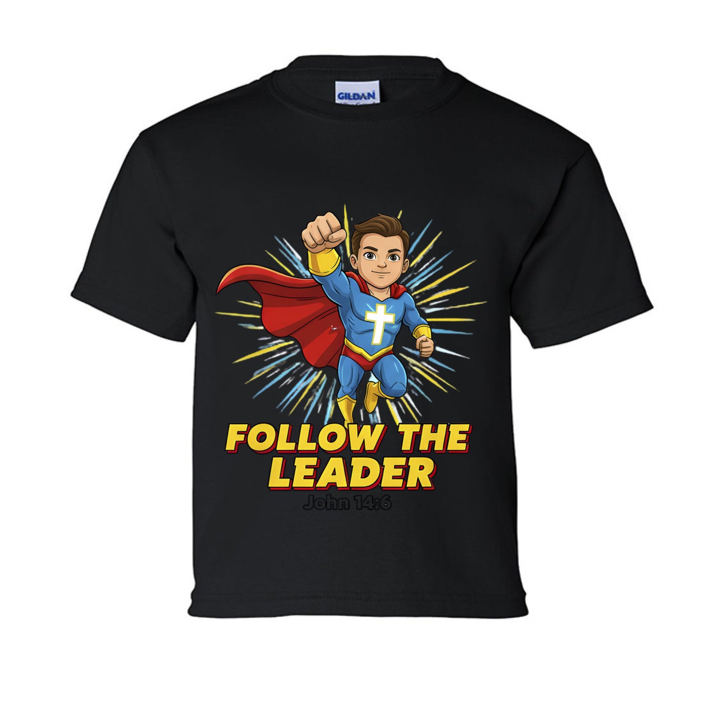 Follow the Leader John 14:6 Faith kids T-Shirt BLACK Salvation Clothing and Accessories Apparel