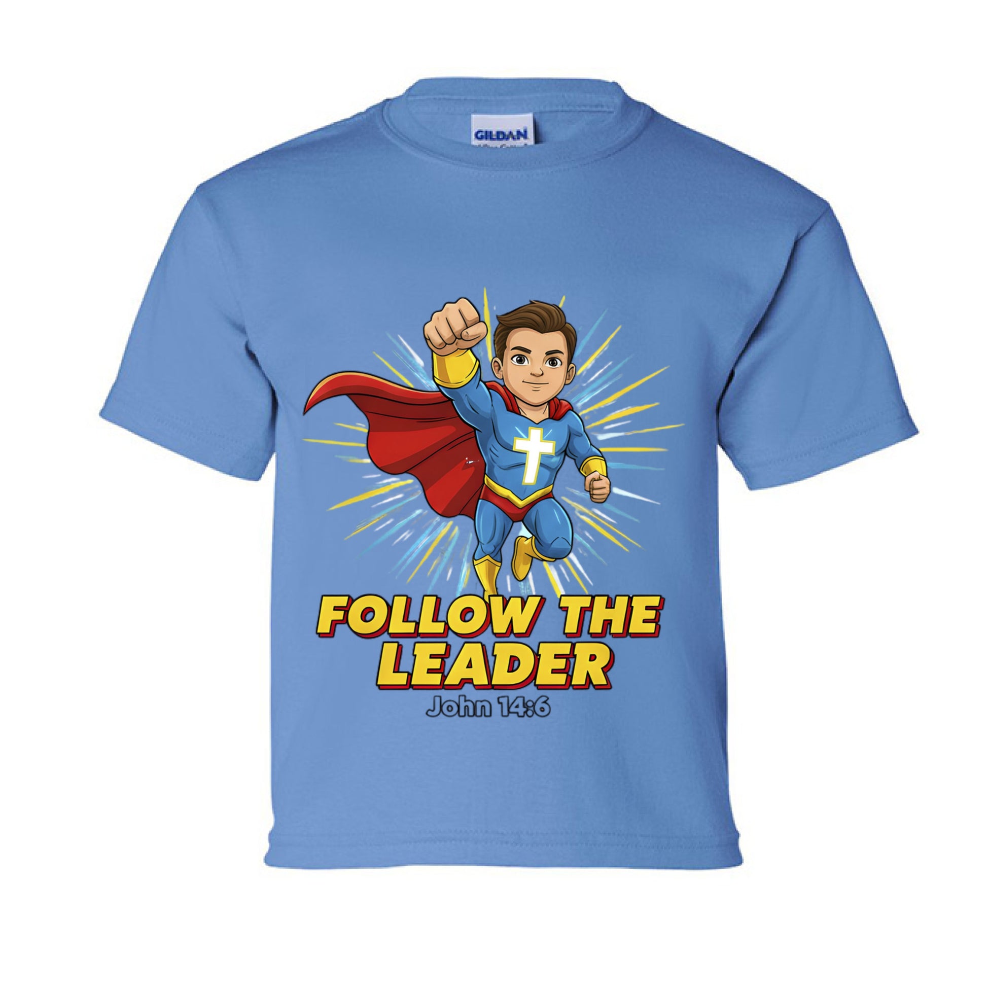Follow the Leader John 14:6 Faith kids T-Shirt CAROLINA BLUE Salvation Clothing and Accessories Apparel