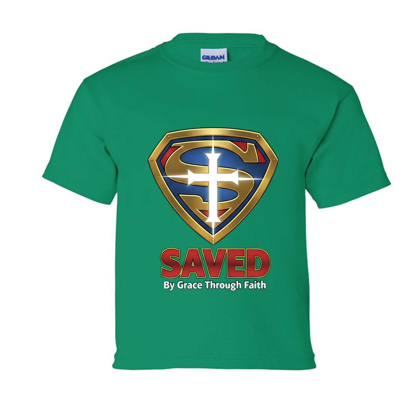 Saved Faith kids T-Shirt KELLY GREEN Salvation Clothing and Accessories Apparel