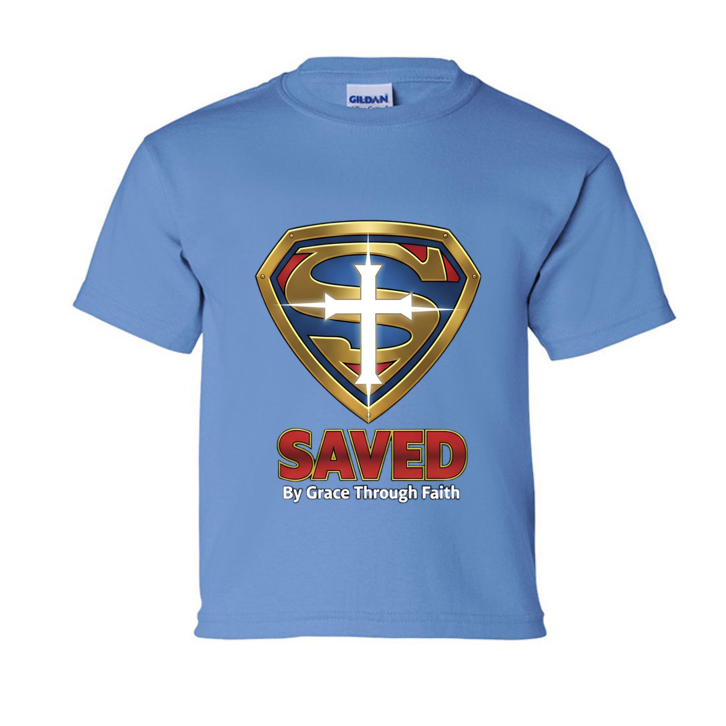 Saved Faith kids T-Shirt CAROLINA BLUE Salvation Clothing and Accessories Apparel