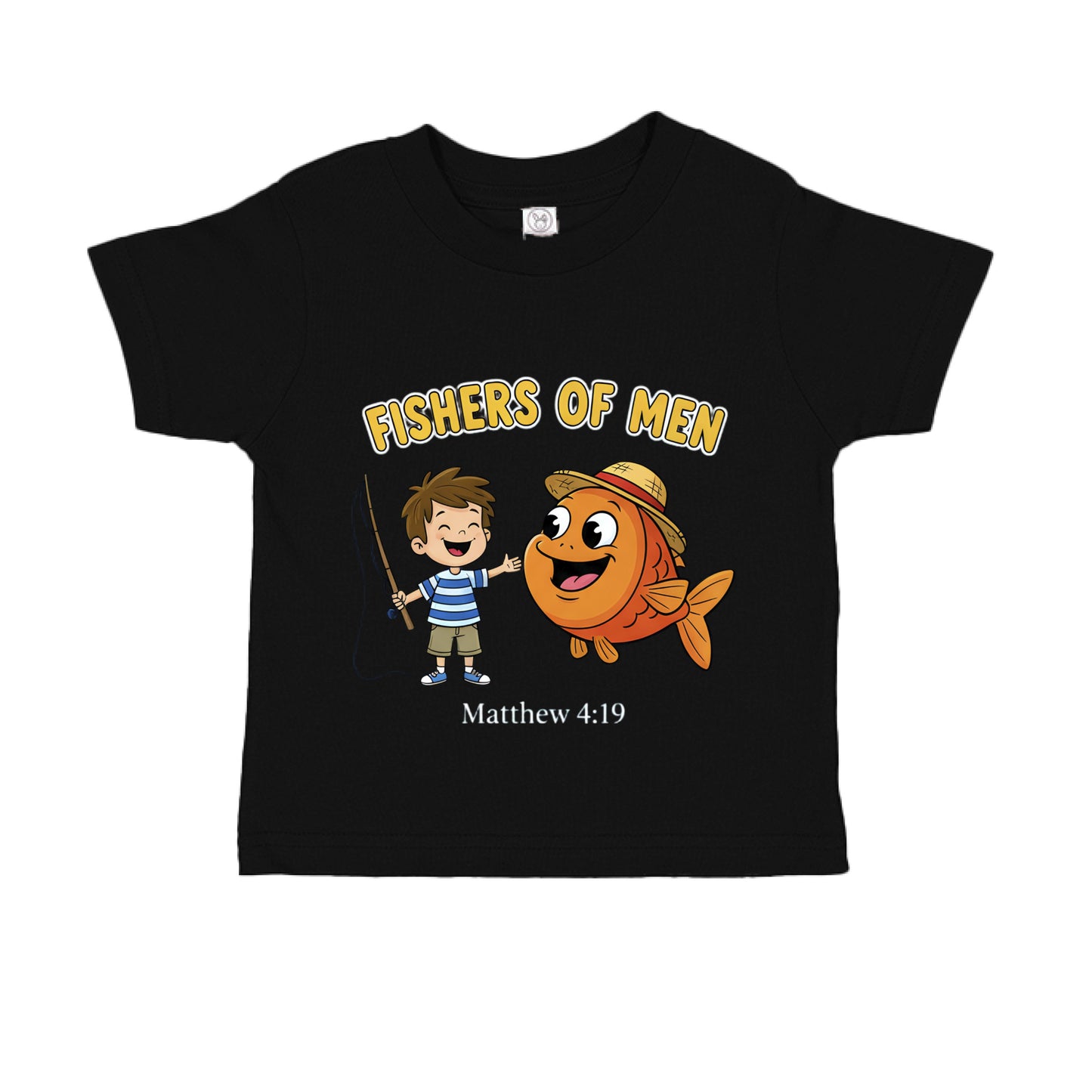 Fishers of men Matthew 4:19 Faith toddler T-Shirt BLACK Salvation Clothing and Accessories Apparel