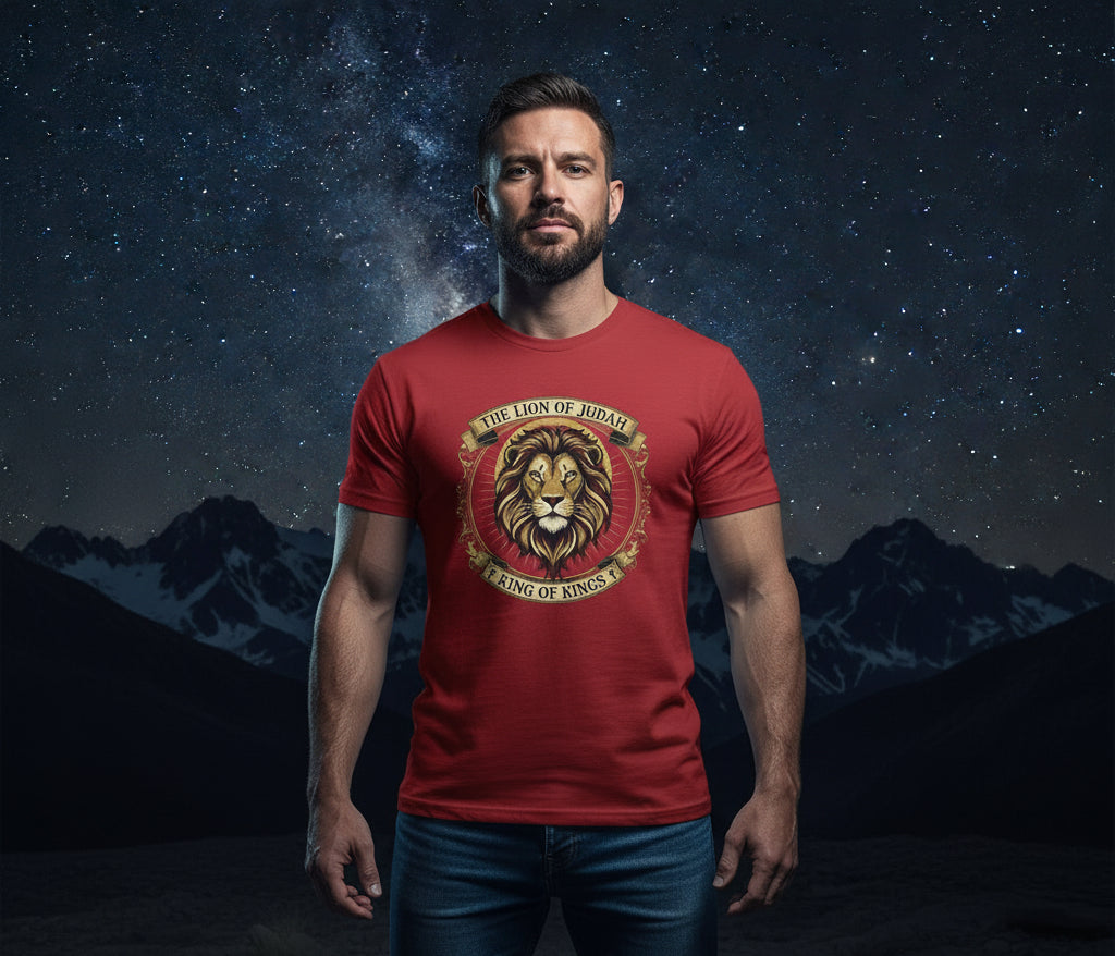 Lion of Judah King of Kings Faith T-Shirt RED Salvation Clothing and Accessories Apparel
