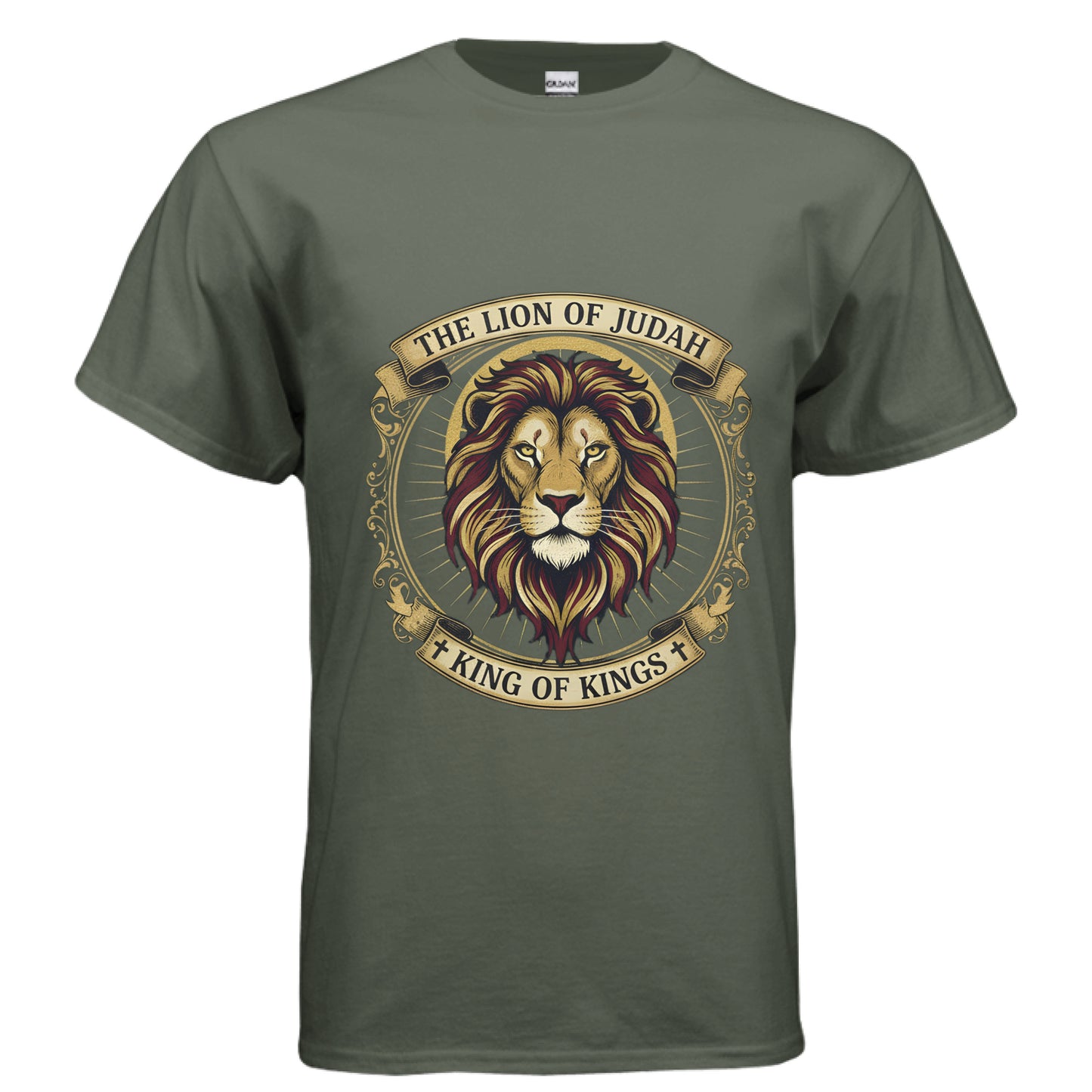 Lion of Judah King of Kings Faith T-Shirt MILITARY GREEN Salvation Clothing and Accessories Apparel
