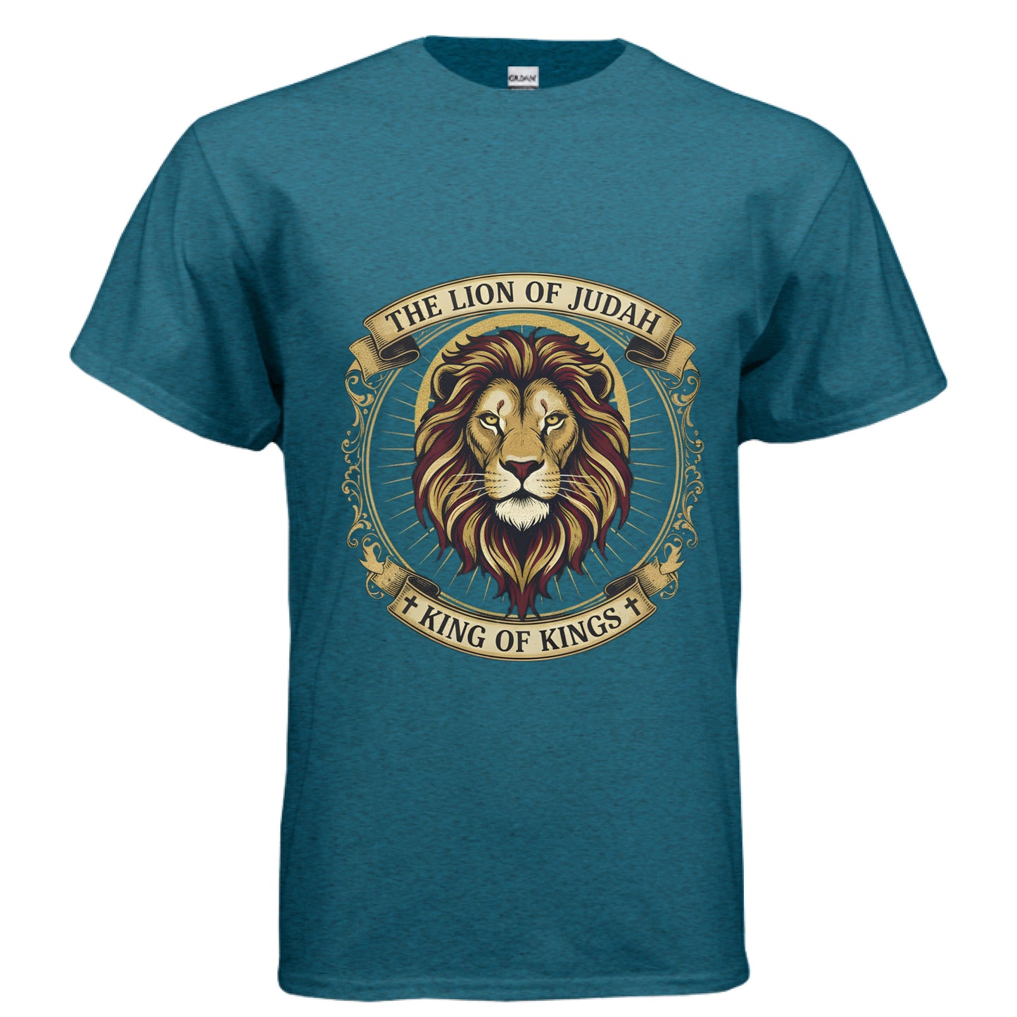 Lion of Judah King of Kings Faith T-Shirt ANTIQUE SAPPHIRE Salvation Clothing and Accessories Apparel