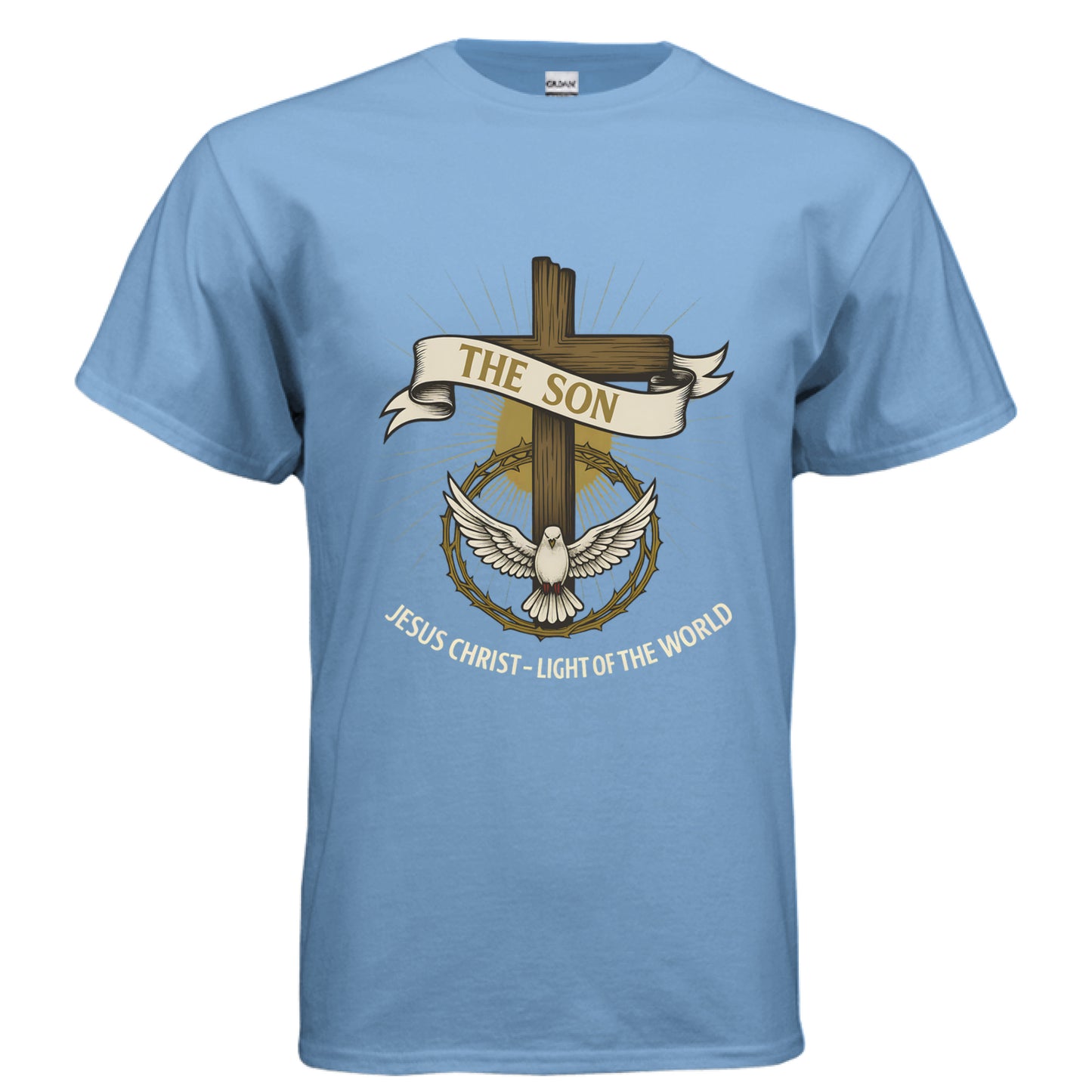 The Son Jesus Christ Light of the World Faith T-Shirt CAROLINA BLUE Salvation Clothing and Accessories Apparel