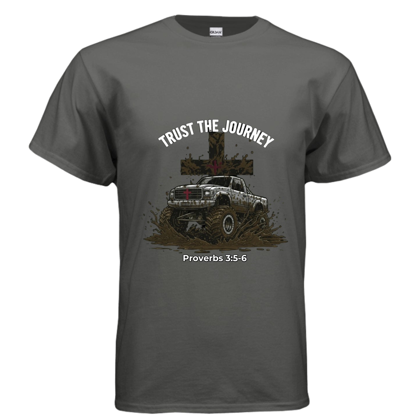 Trust the Journey Proverbs 3:5-6 off-roading Faith T-Shirt CHARCOAL Salvation Clothing and Accessories Apparel