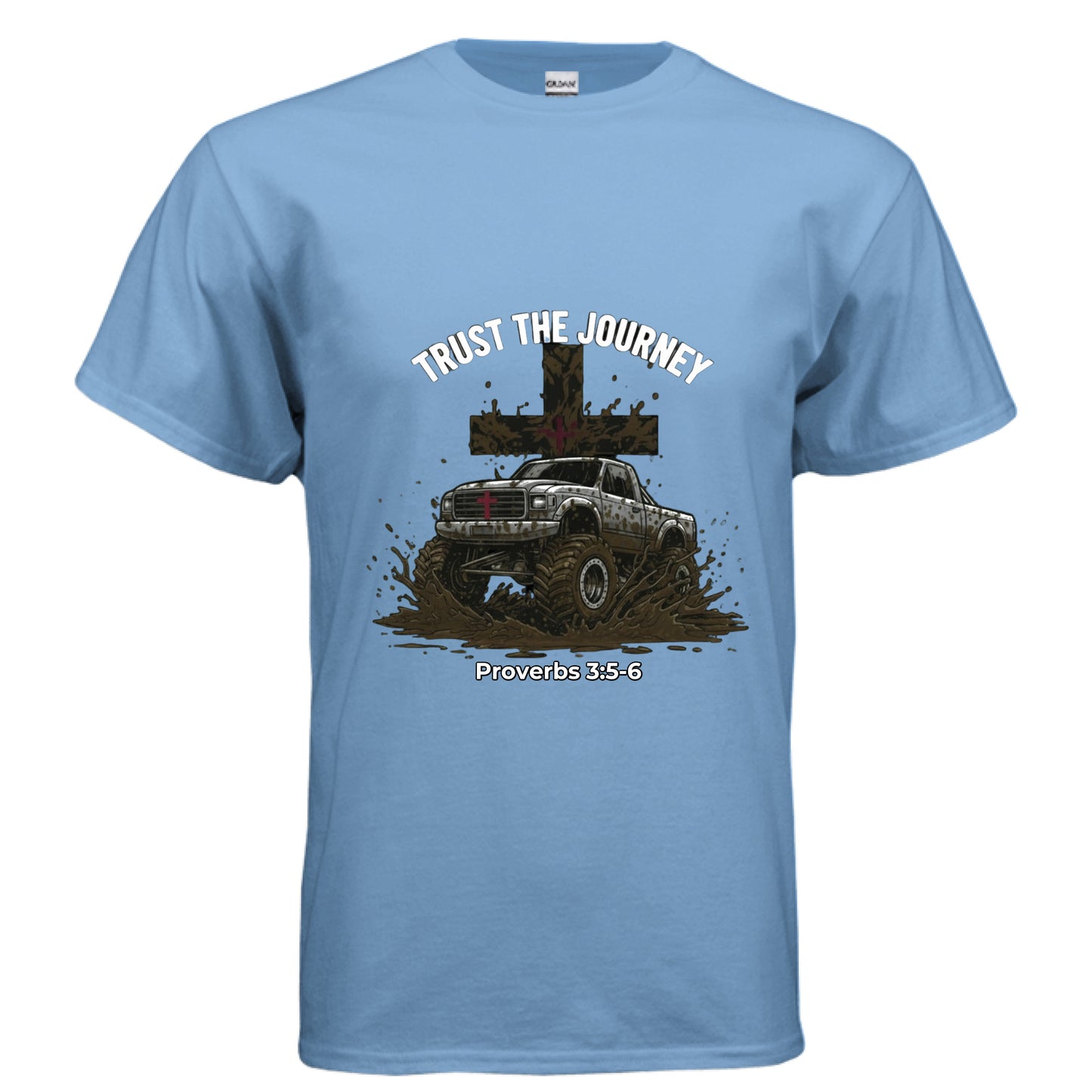 Trust the Journey Proverbs 3:5-6 off-roading Faith T-Shirt CAROLINA BLUE Salvation Clothing and Accessories Apparel